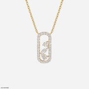 0.5 Carat Pave Oval Slider Necklace 14K Yellow Gold