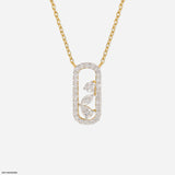 0.5 Carat Pave Oval Slider Necklace 9K Yellow Gold