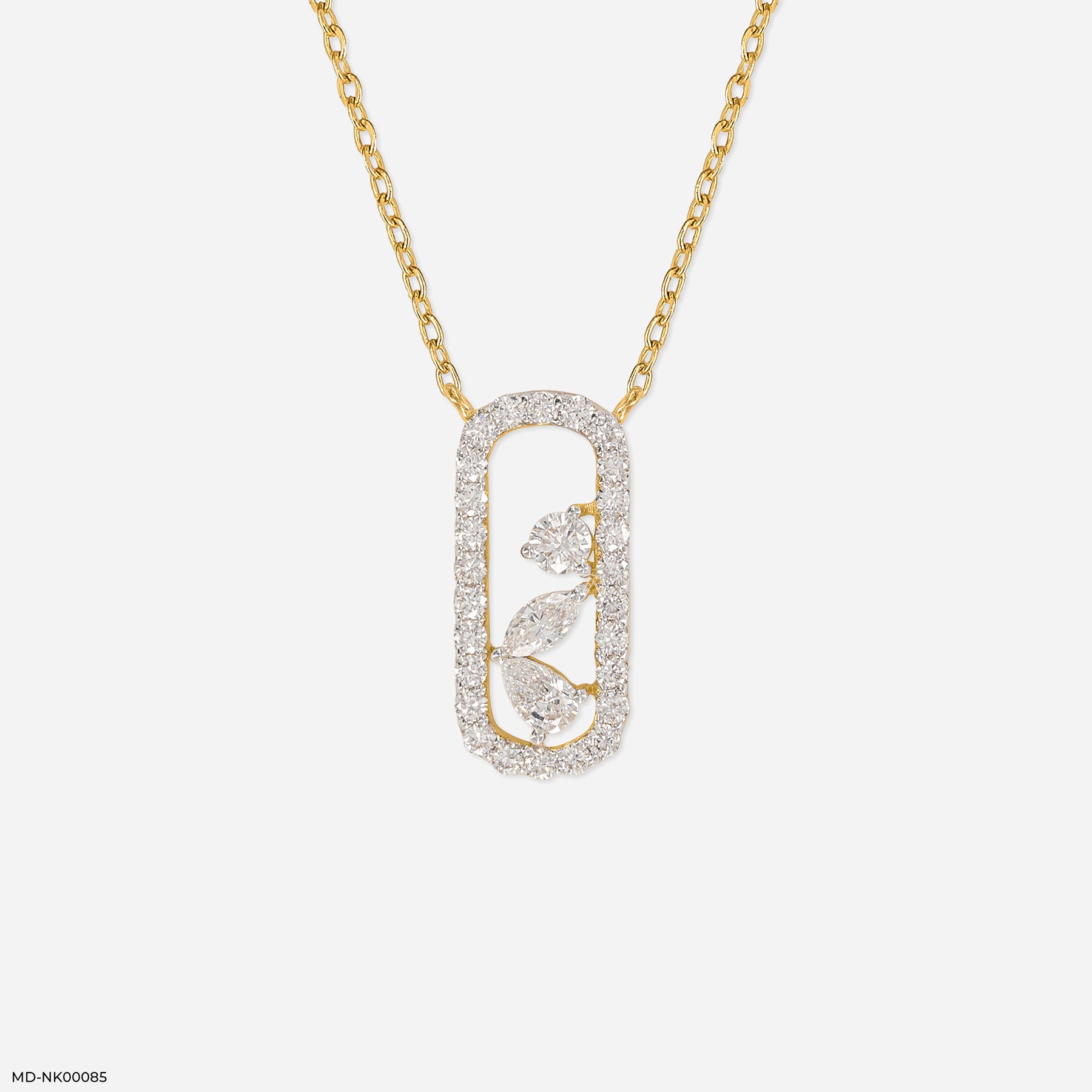 0.5 Carat Pave Oval Slider Necklace 9K Yellow Gold