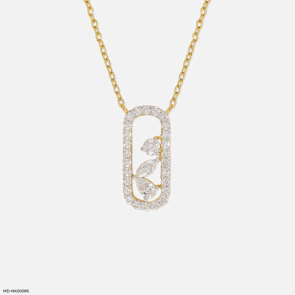 0.5 Carat Pave Oval Slider Necklace 9K Yellow Gold