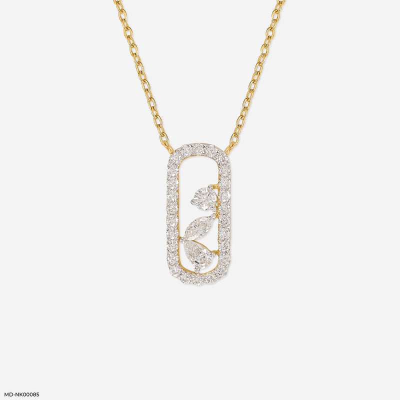 0.5 Carat Pave Oval Slider Necklace 9K Yellow Gold