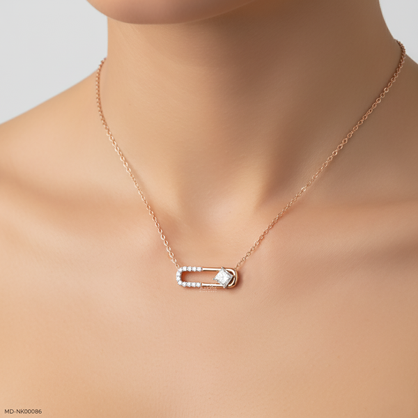 1.25 Carat Princess's Path Lab Diamond Necklace 14K Rose Gold