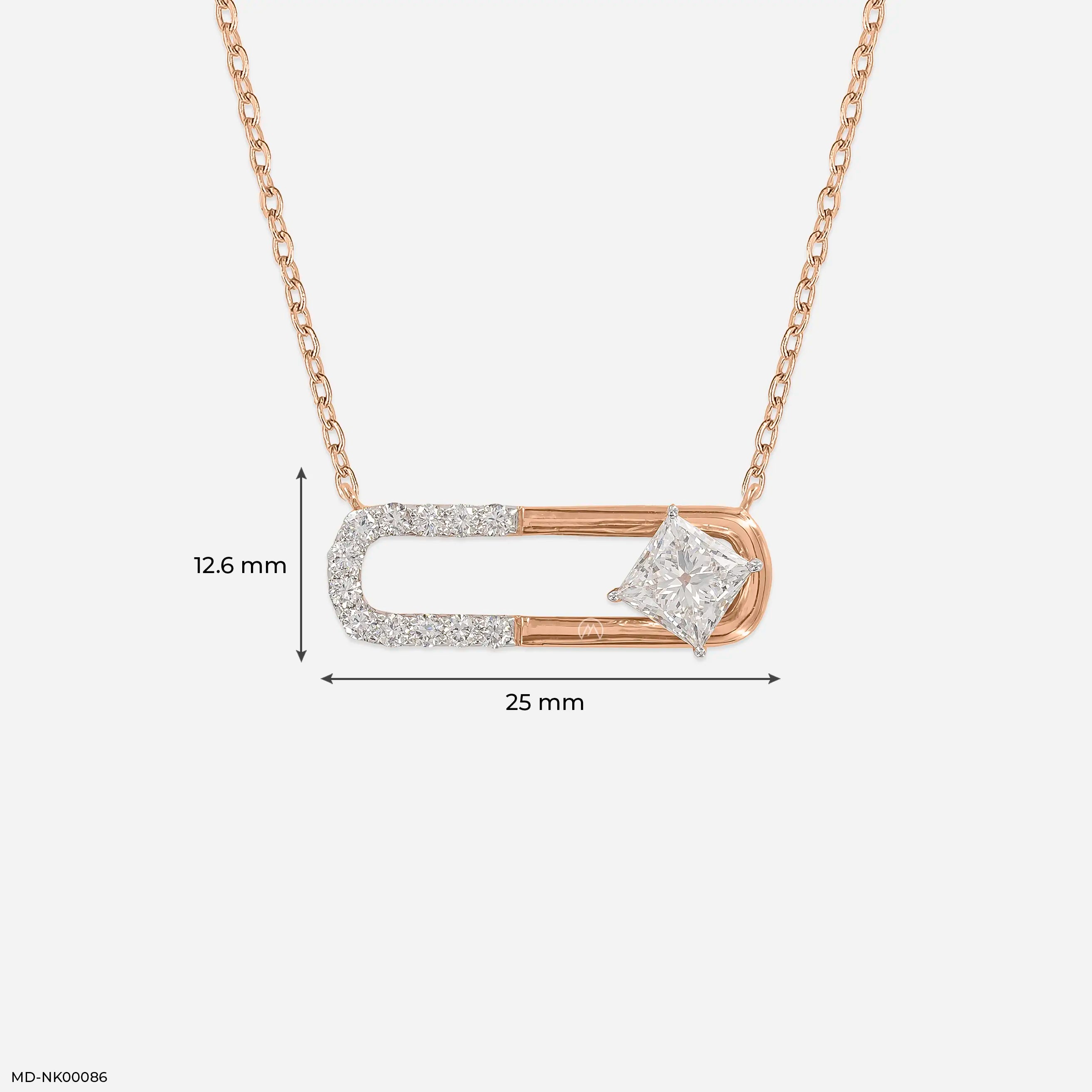 1.25 Carat Princess's Path Lab Diamond Pendant Without Chain 14K Rose Gold