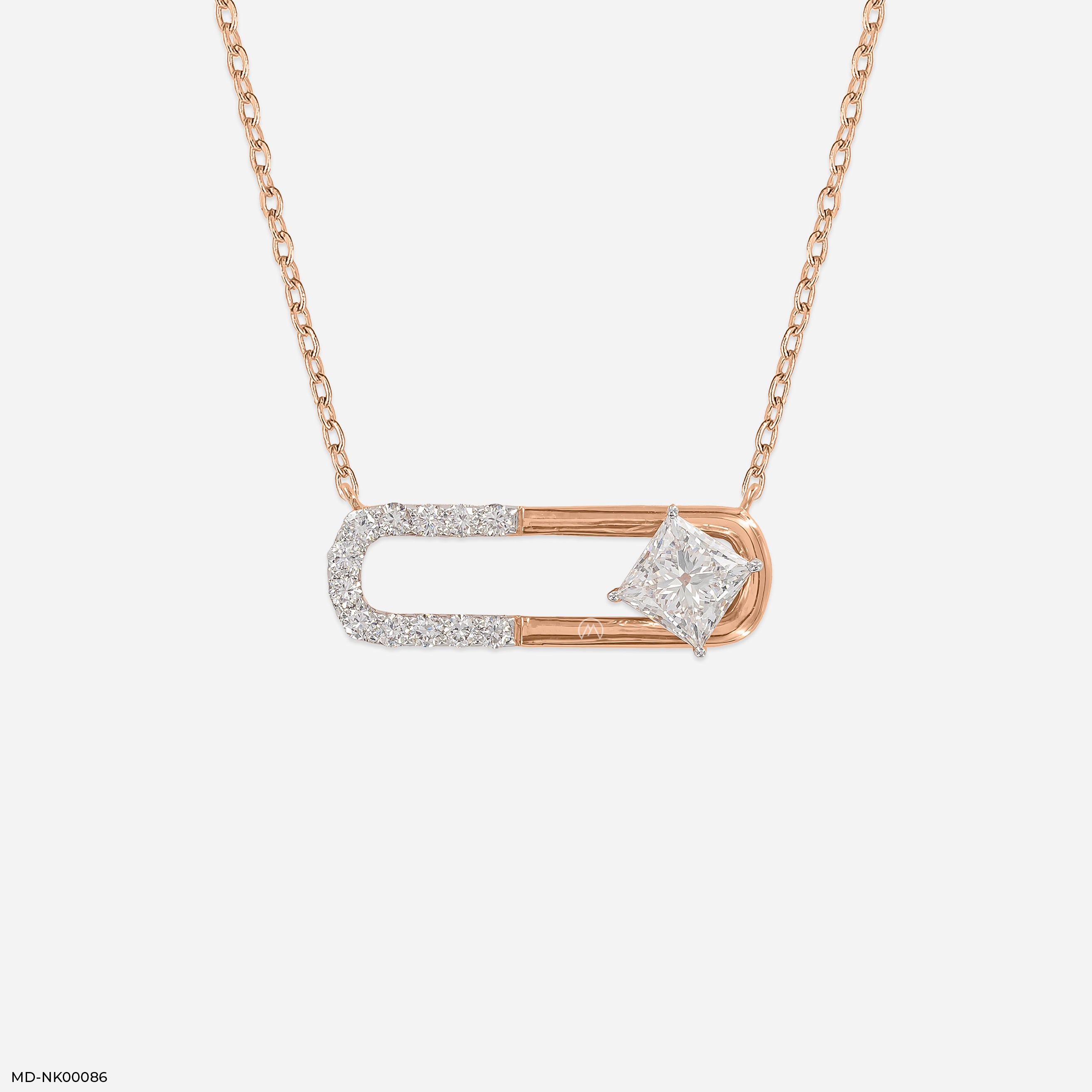 1.25 Carat Princess's Path Lab Diamond Pendant Without Chain 14K Rose Gold