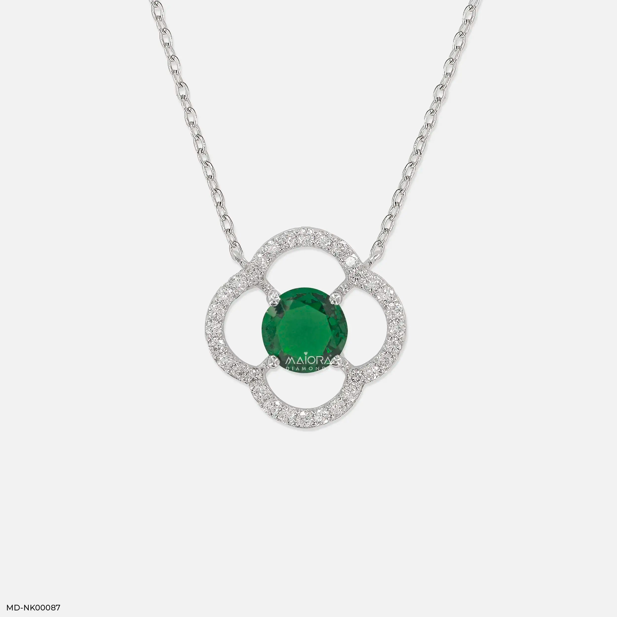 0.25 Carat Circle Of PetalsLab Diamond Pendant Without Chain 14K White Gold