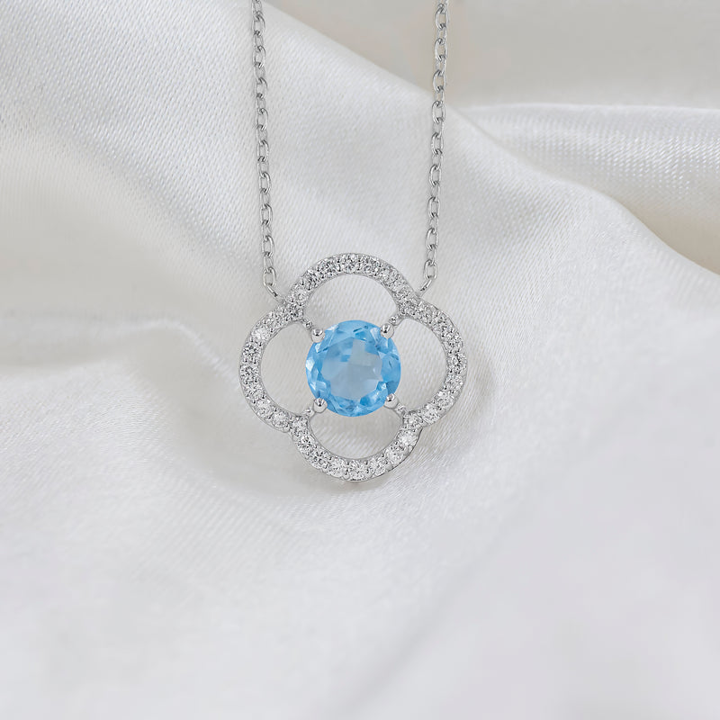 Circle Of Petals Lab Diamond Necklace 14K White Gold