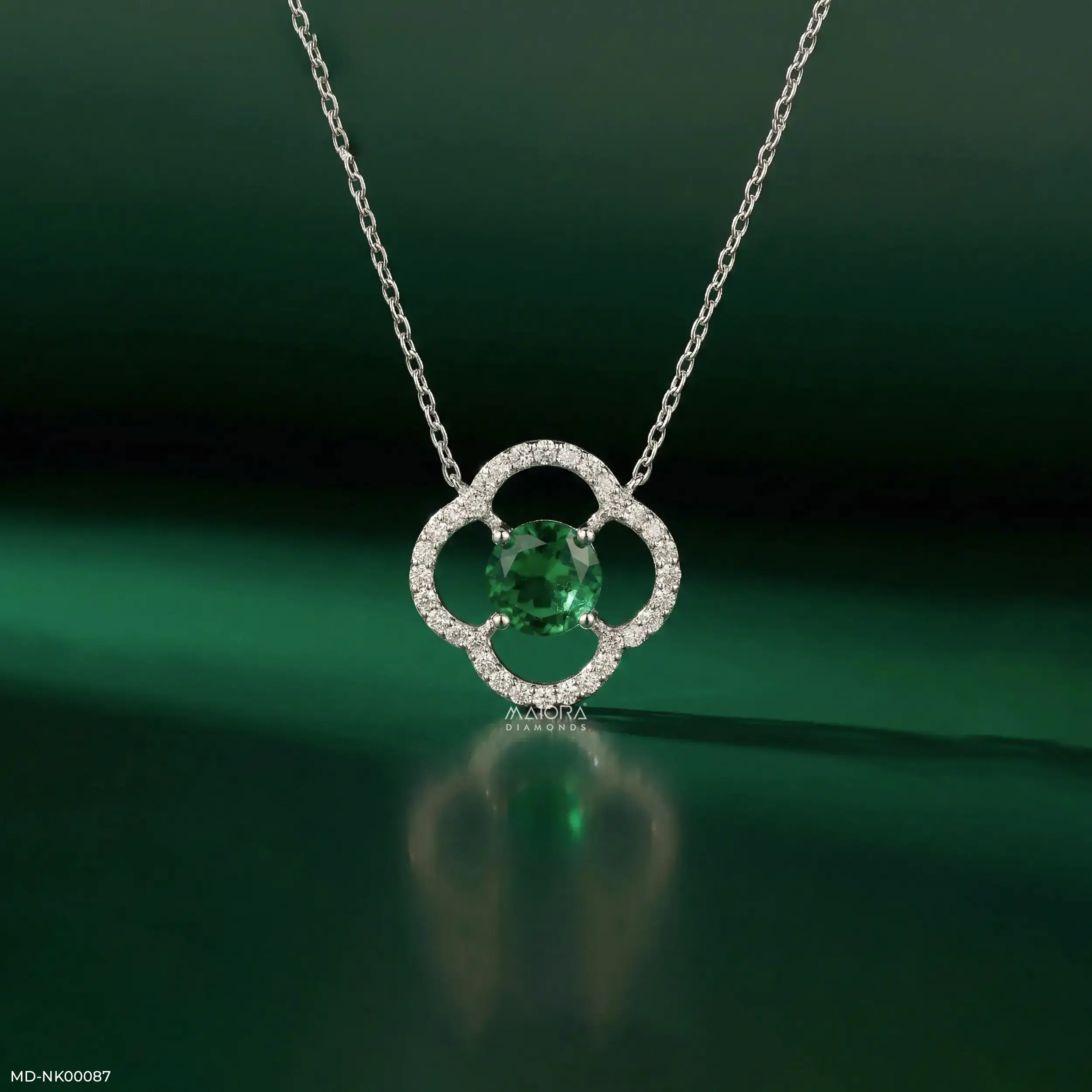 0.25 Carat Circle Of PetalsLab Diamond Pendant Without Chain 14K White Gold