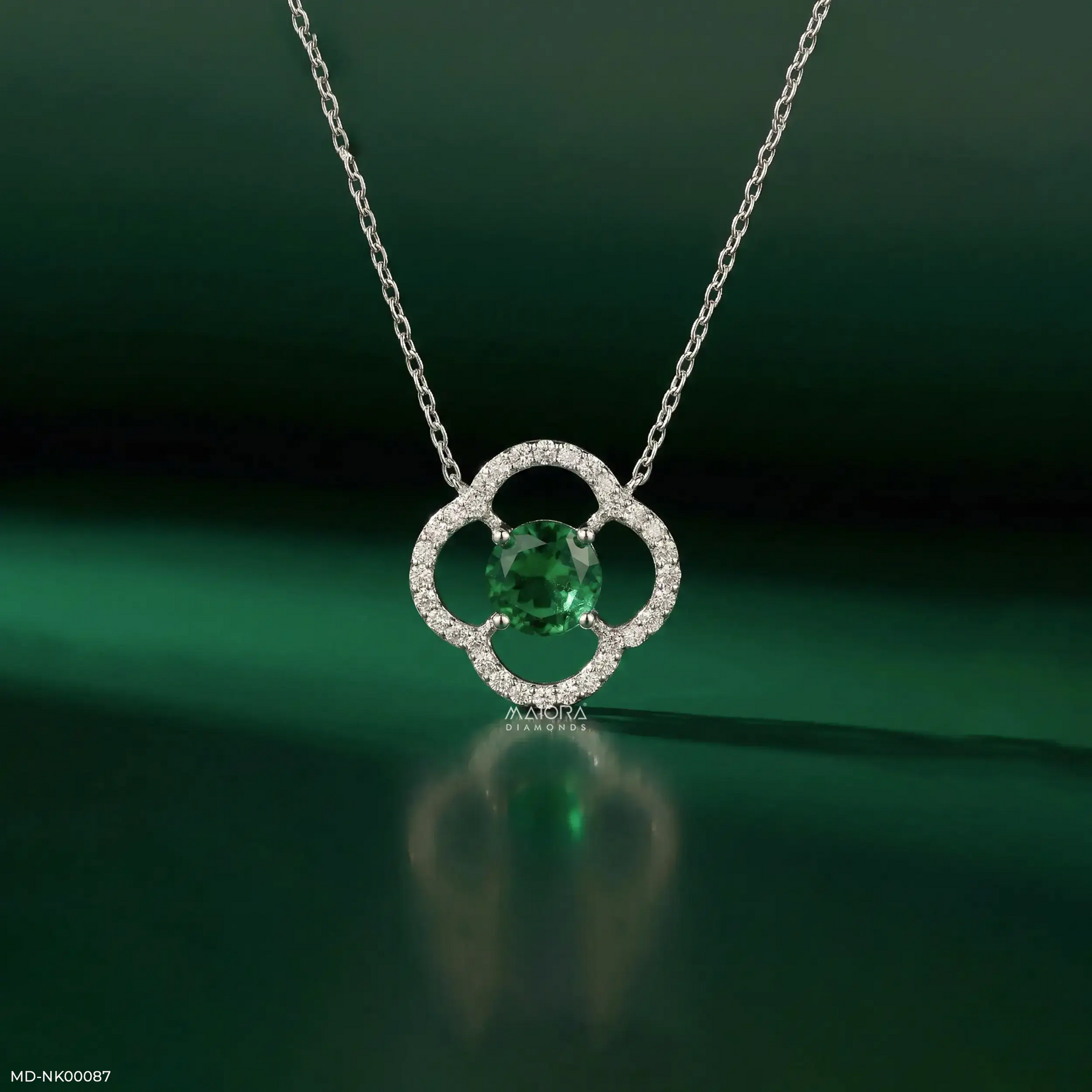 0.25 Carat Circle Of PetalsLab Diamond Pendant Without Chain 14K White Gold