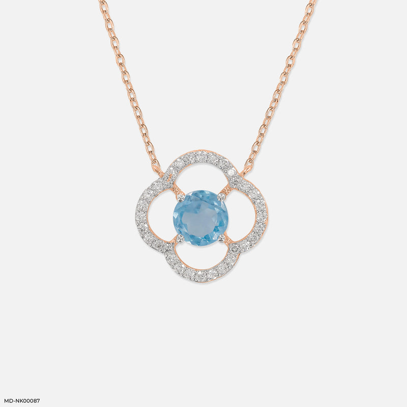 Circle Of Petals Lab Diamond Necklace 14K White Gold