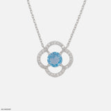Circle Of Petals Lab Diamond Necklace 14K White Gold