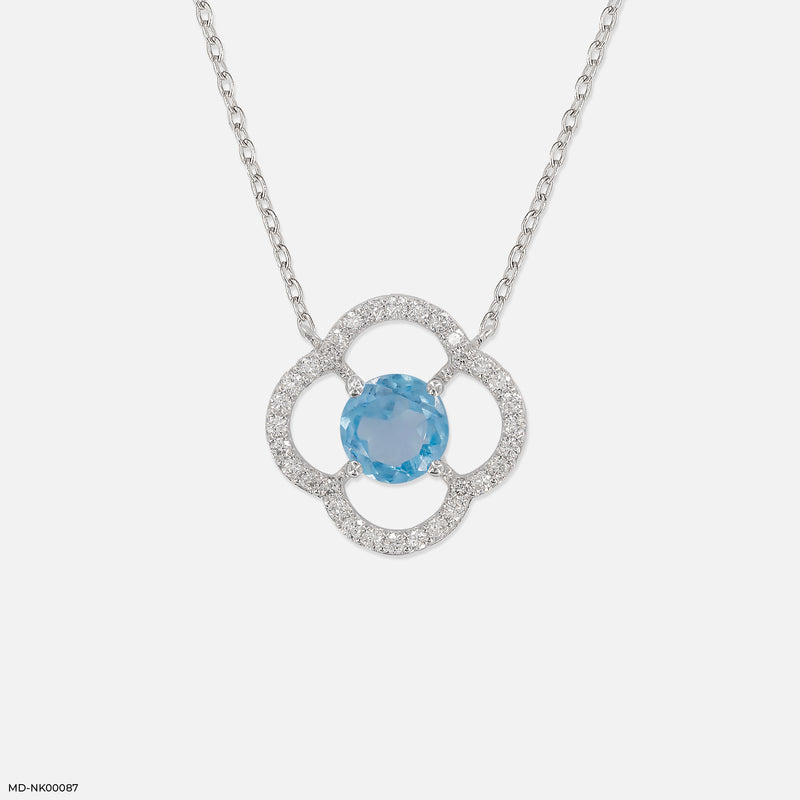 Circle Of Petals Lab Diamond Necklace 14K White Gold