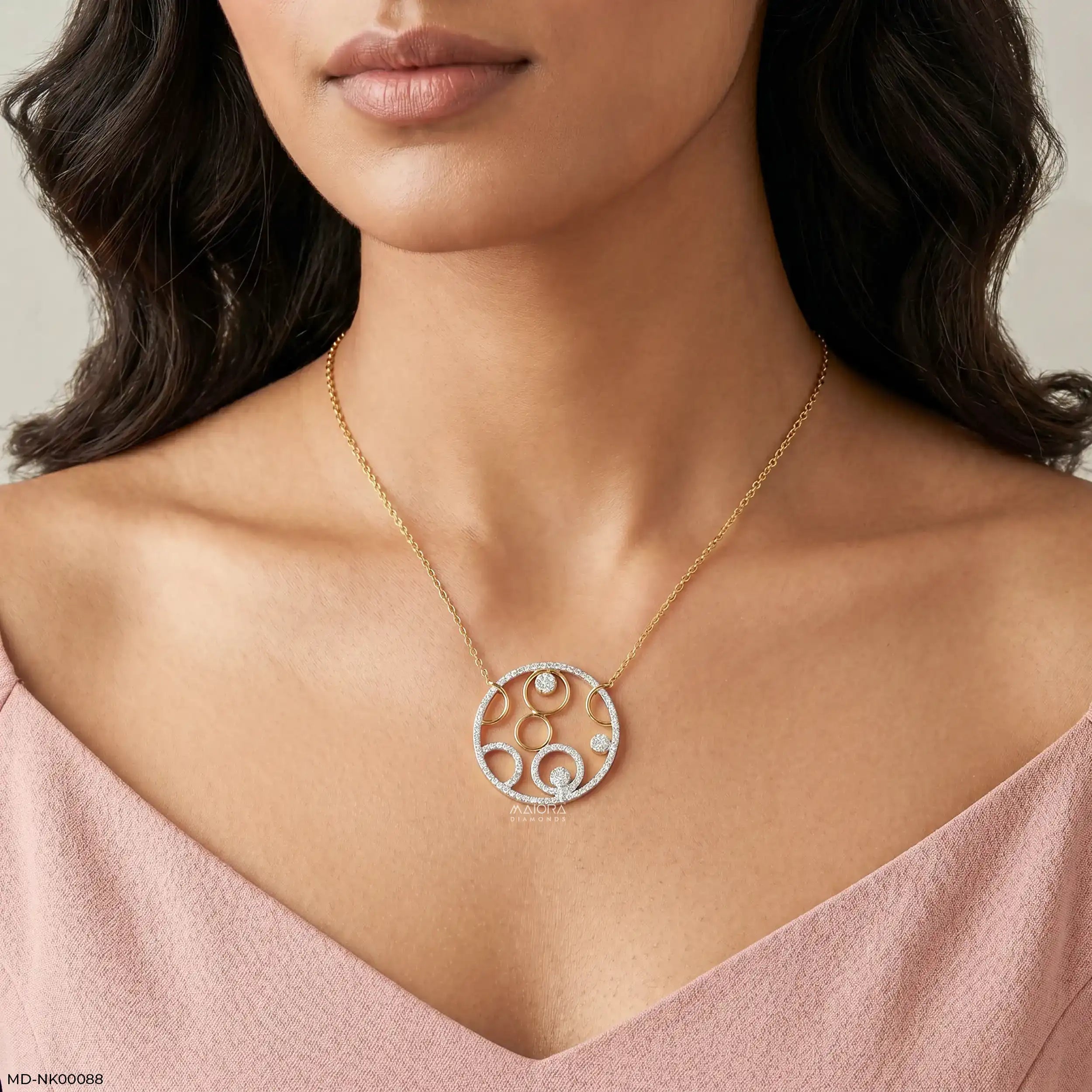 Circle Within Diamond Necklace