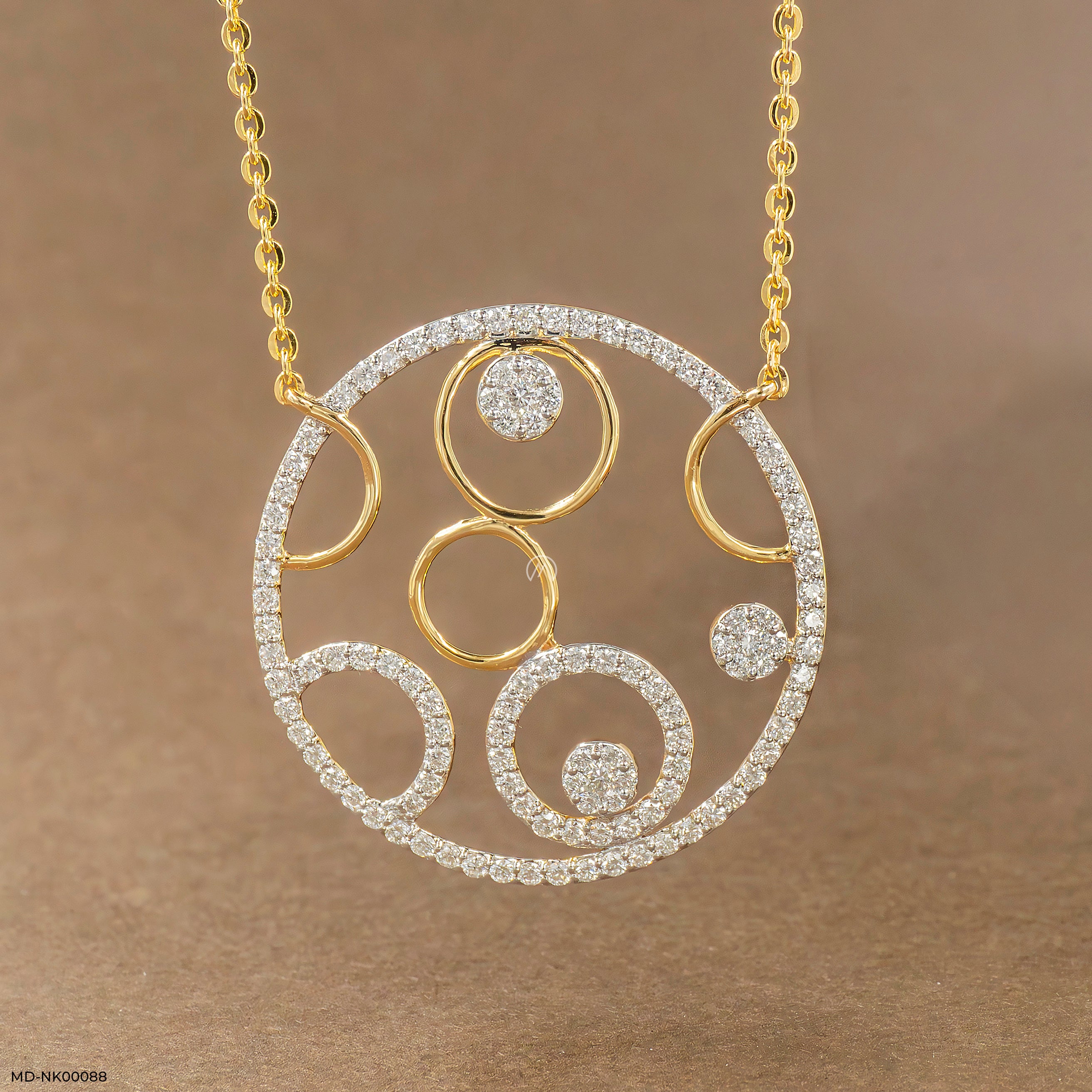 Circle Within Diamond Necklace 18K Yellow Gold