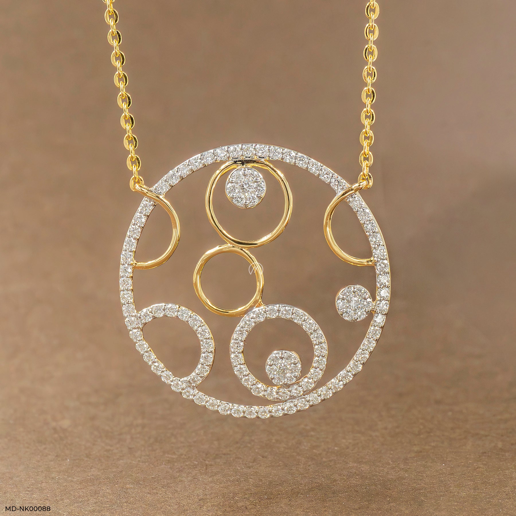 Circle Within Diamond Necklace 14K Yellow Gold