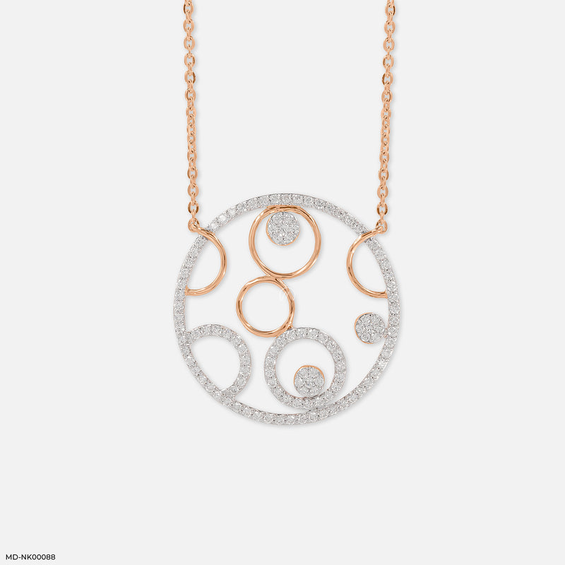 Circle Within Diamond Necklace 14K White Gold