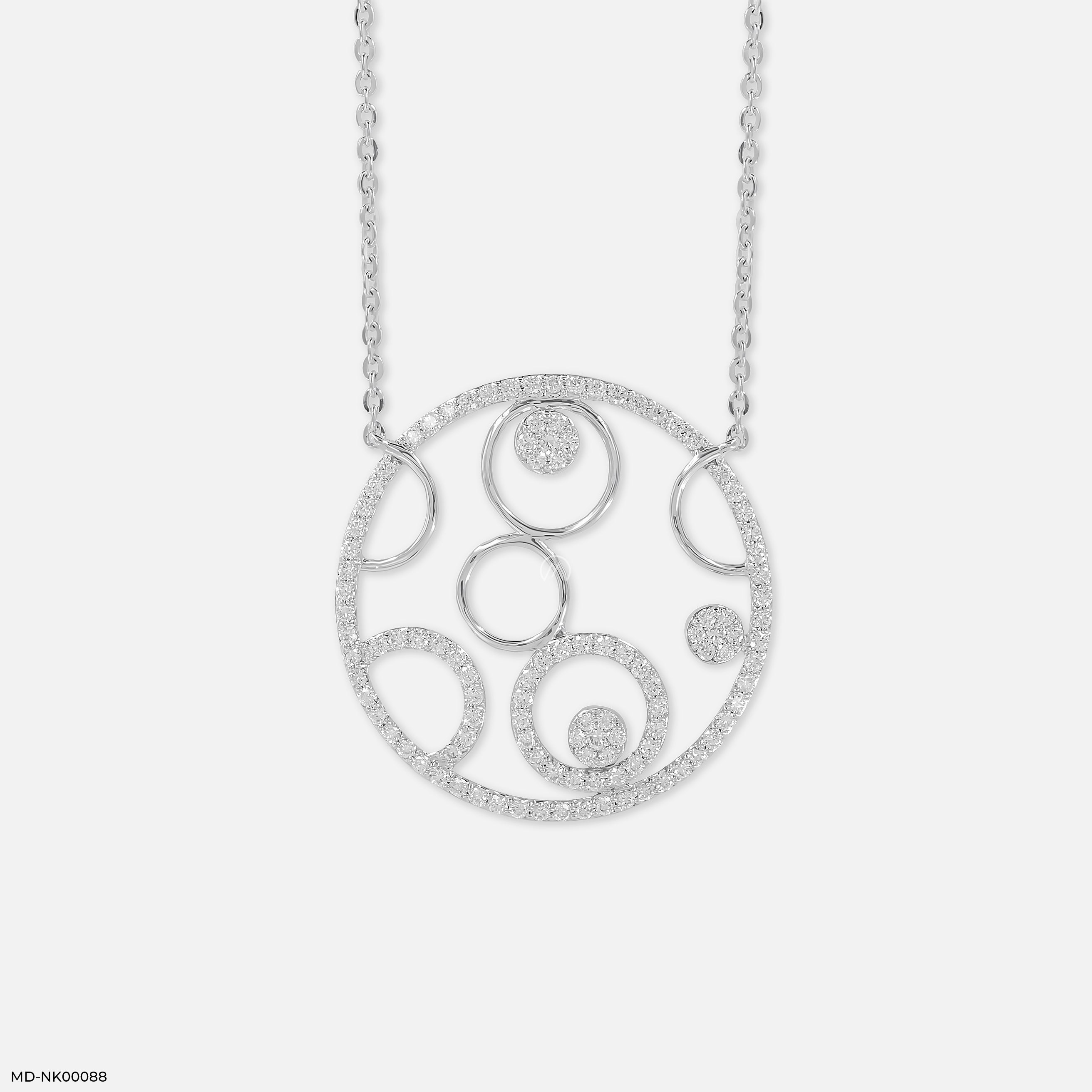 Circle Within Diamond Necklace 18K White Gold