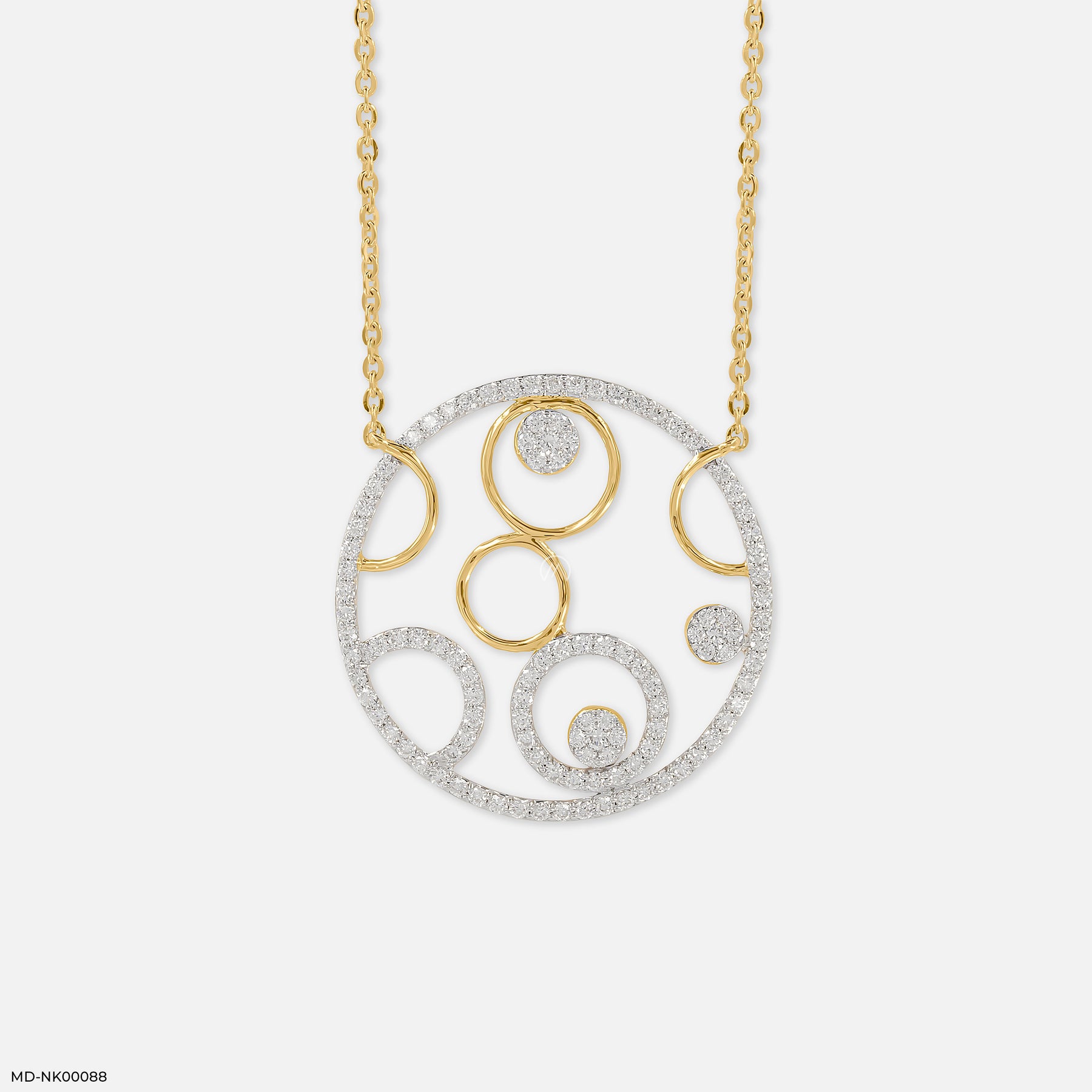 Circle Within Diamond Necklace 14K Yellow Gold