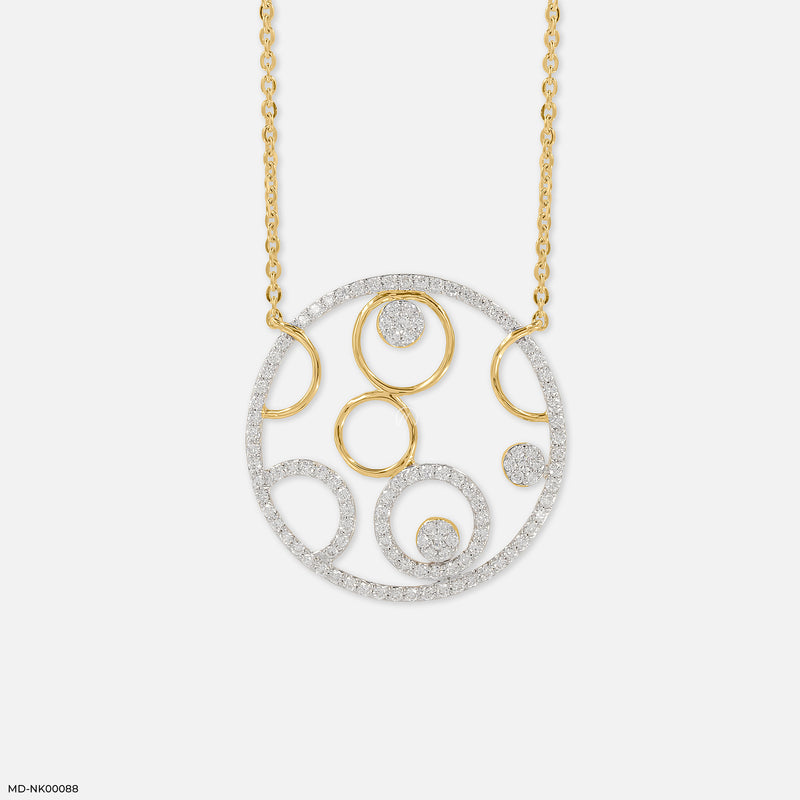 Circle Within Diamond Necklace 14K White Gold