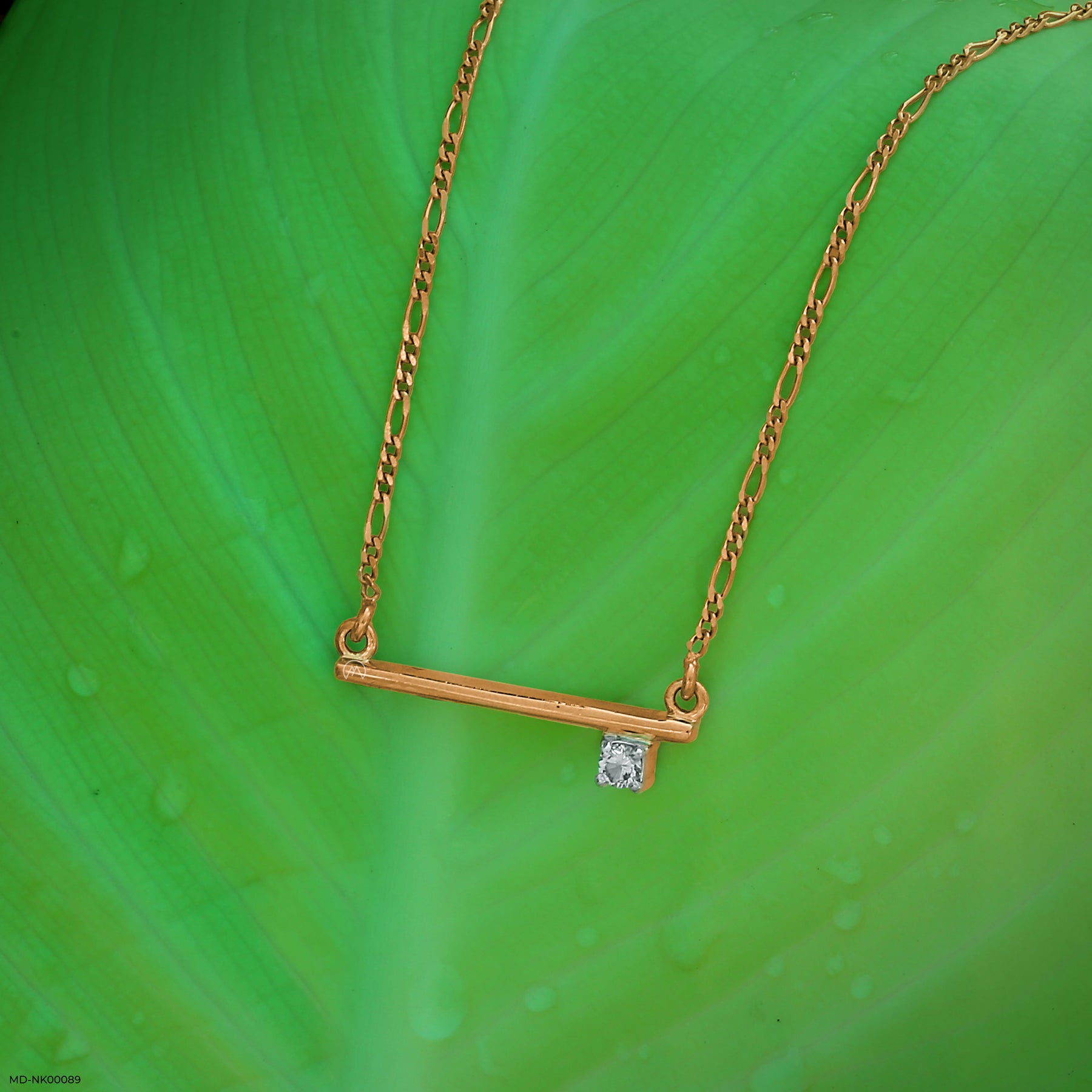 0.15 Carat Asymmetrical Lab Diamond Bar Necklace 14K Rose Gold