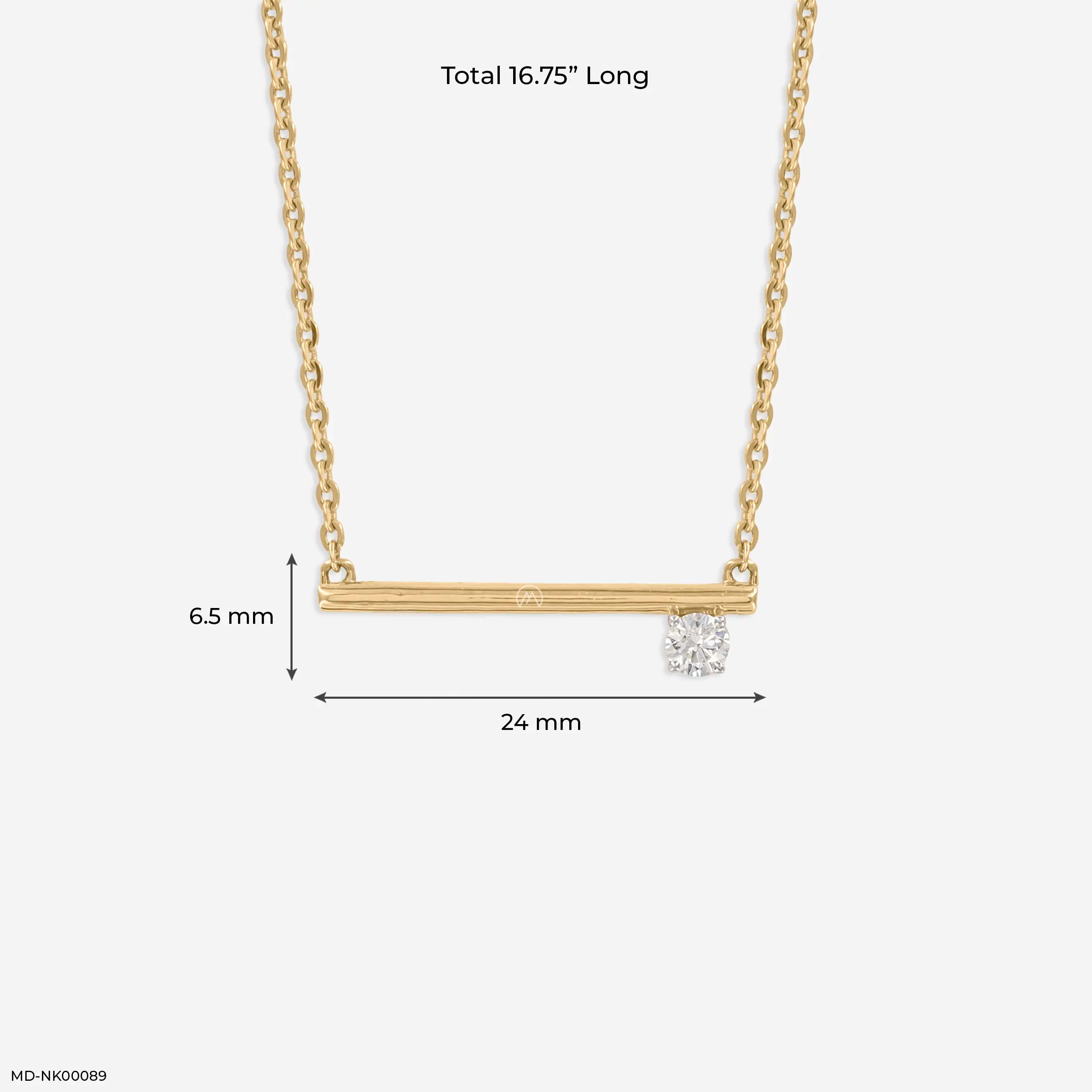 0.15 Carat Asymmetrical Lab Diamond Bar Necklace 14K Rose Gold