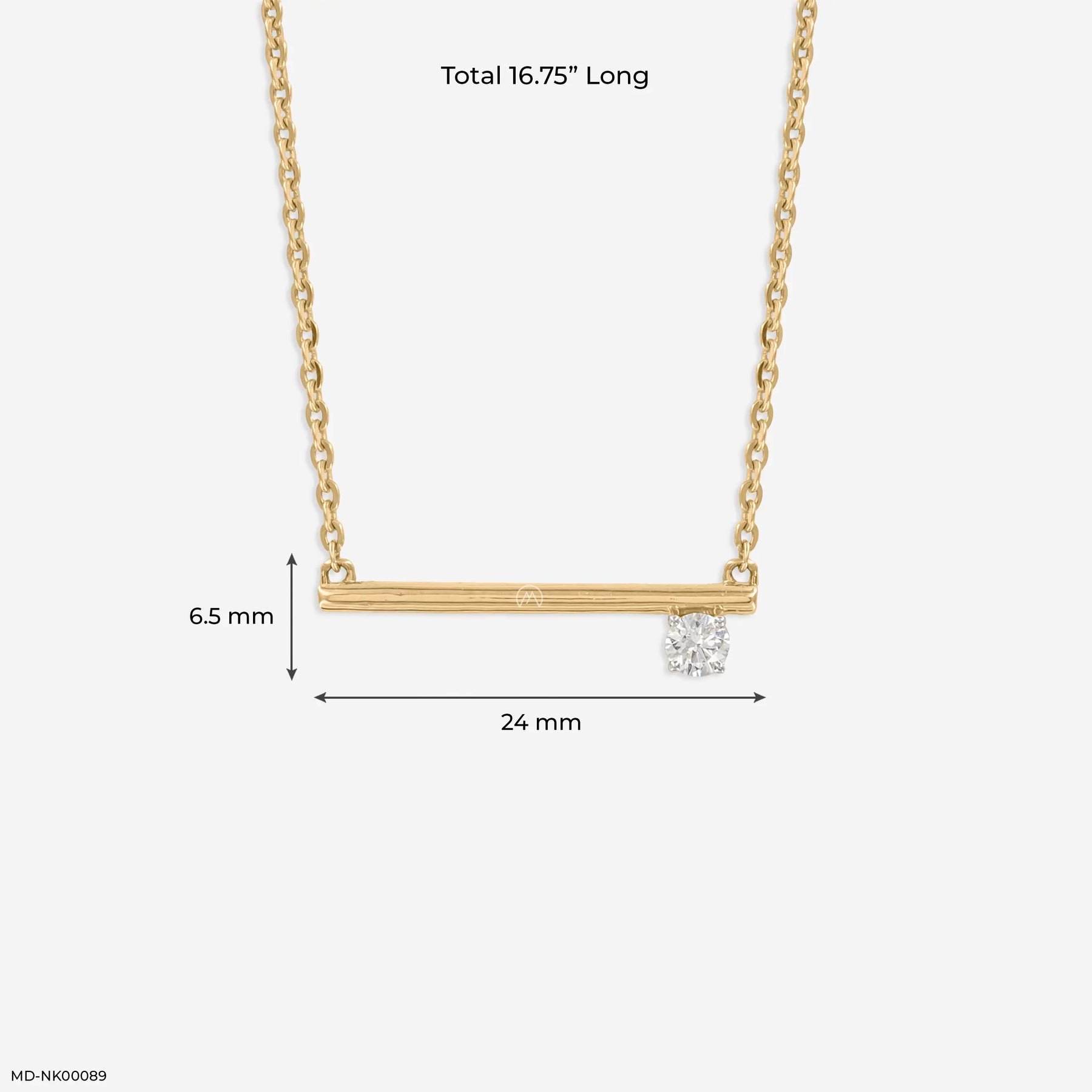 0.15 Carat Asymmetrical Lab Diamond Bar Necklace 14K Rose Gold