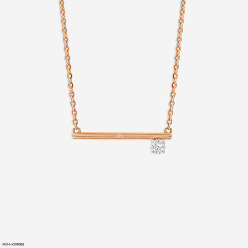 Asymmetrical Lab Diamond Bar Necklace 14K Rose Gold