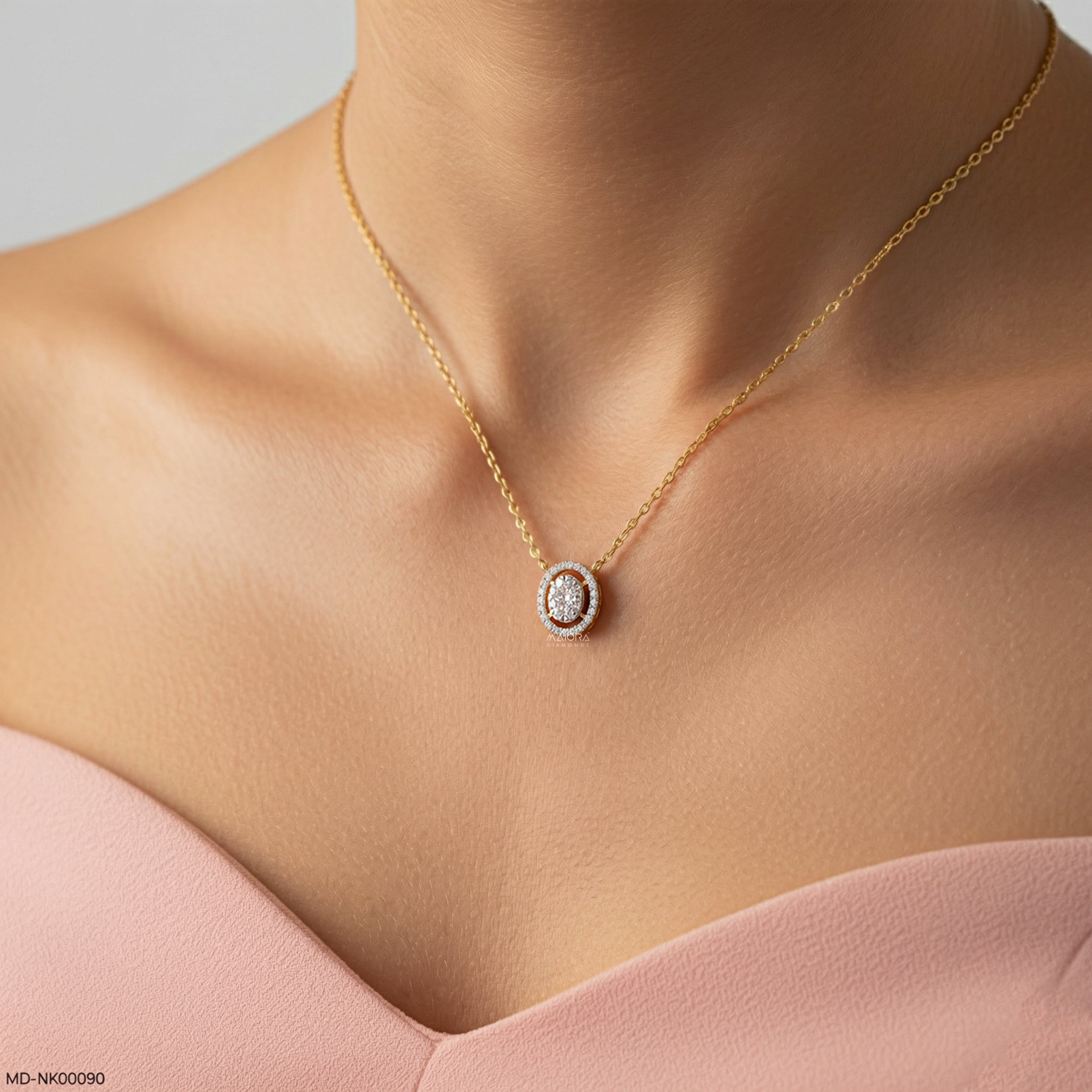 0.25 Carat Ovalis Lab Diamond Pendant Without Chain 18K Yellow Gold