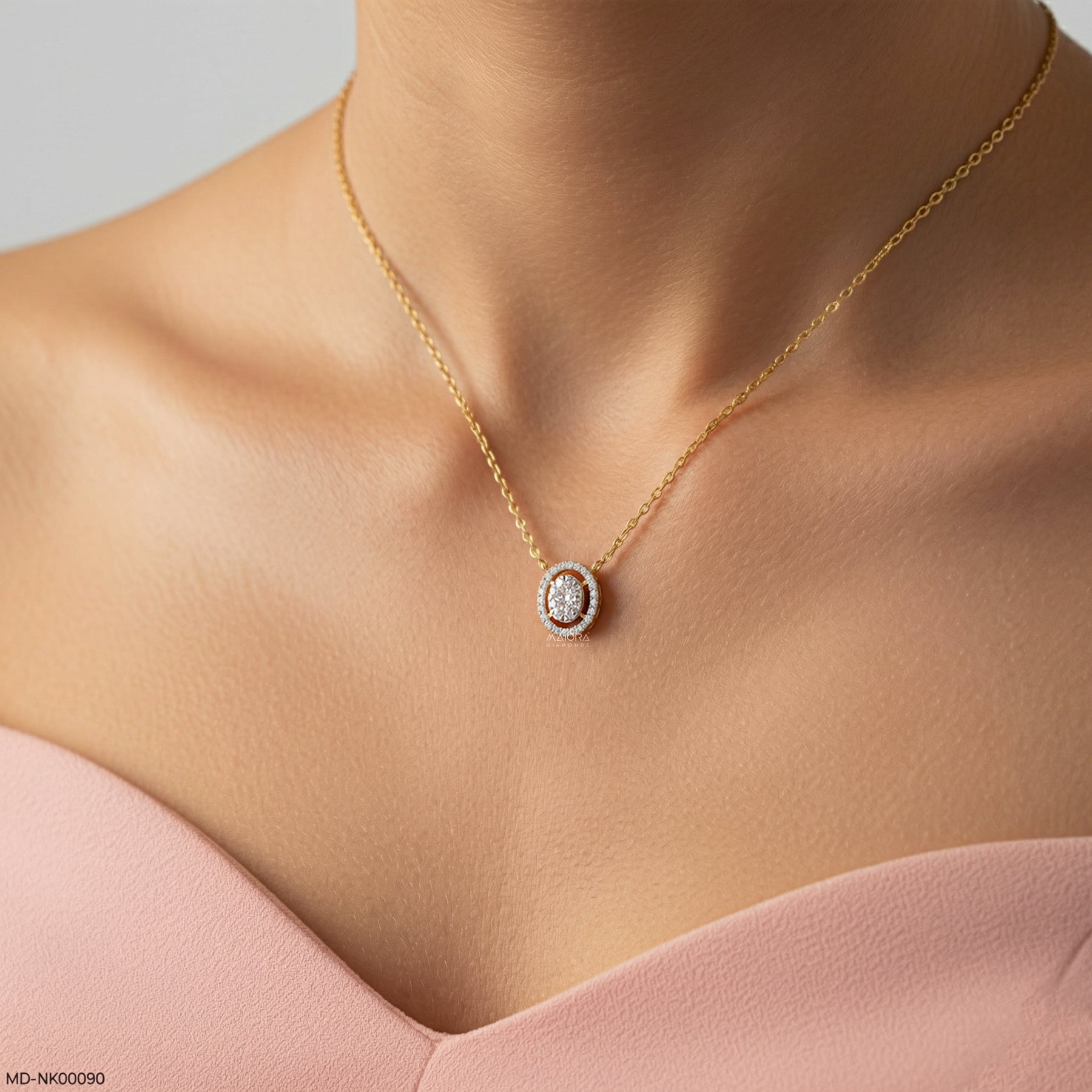 0.25 Carat Ovalis Lab Diamond Pendant Without Chain 18K Yellow Gold