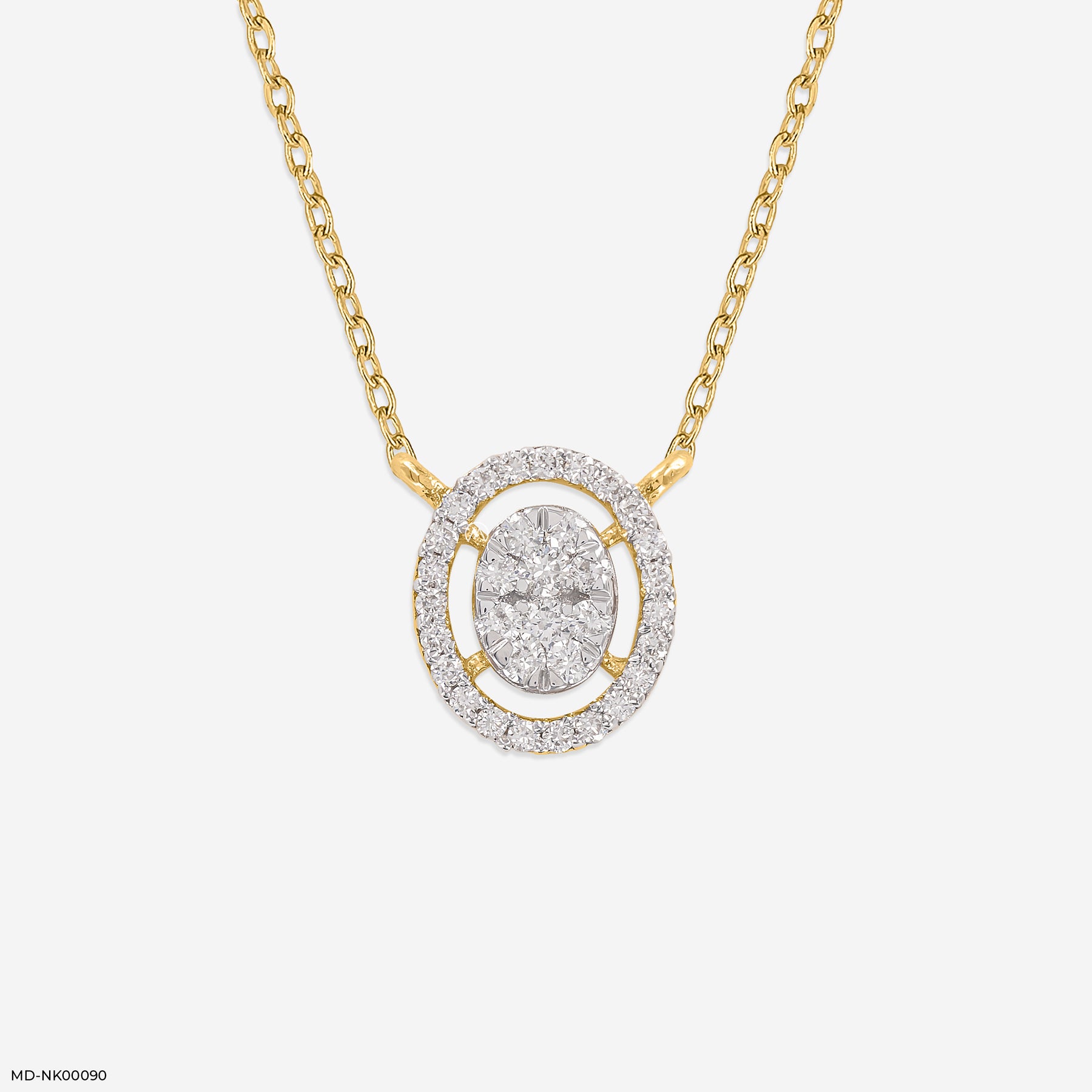 0.25 Carat Ovalis Lab Diamond Necklace 18K Yellow Gold