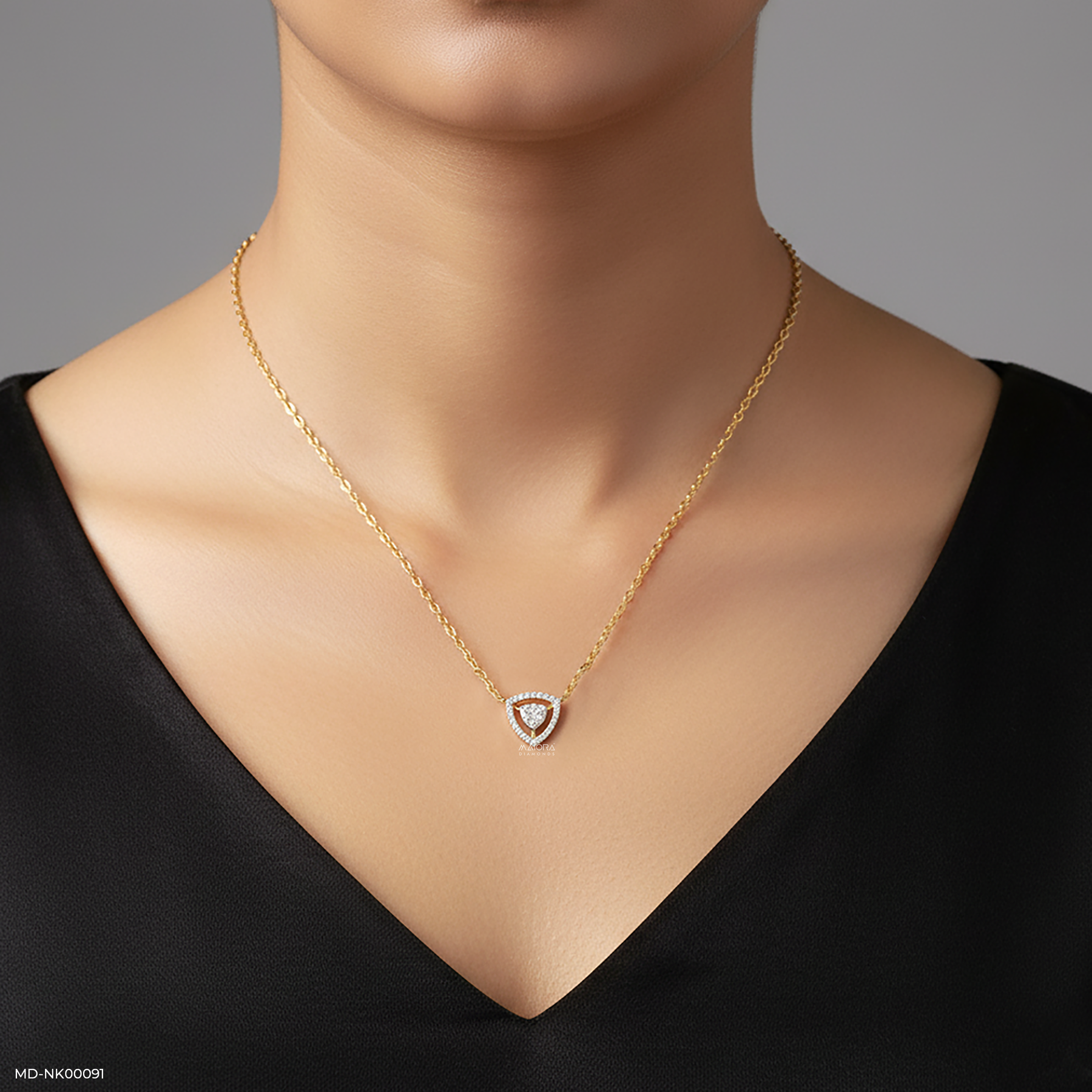 0.15 Carat Trinity lab Diamond Pendant Without Chain 18K Yellow Gold