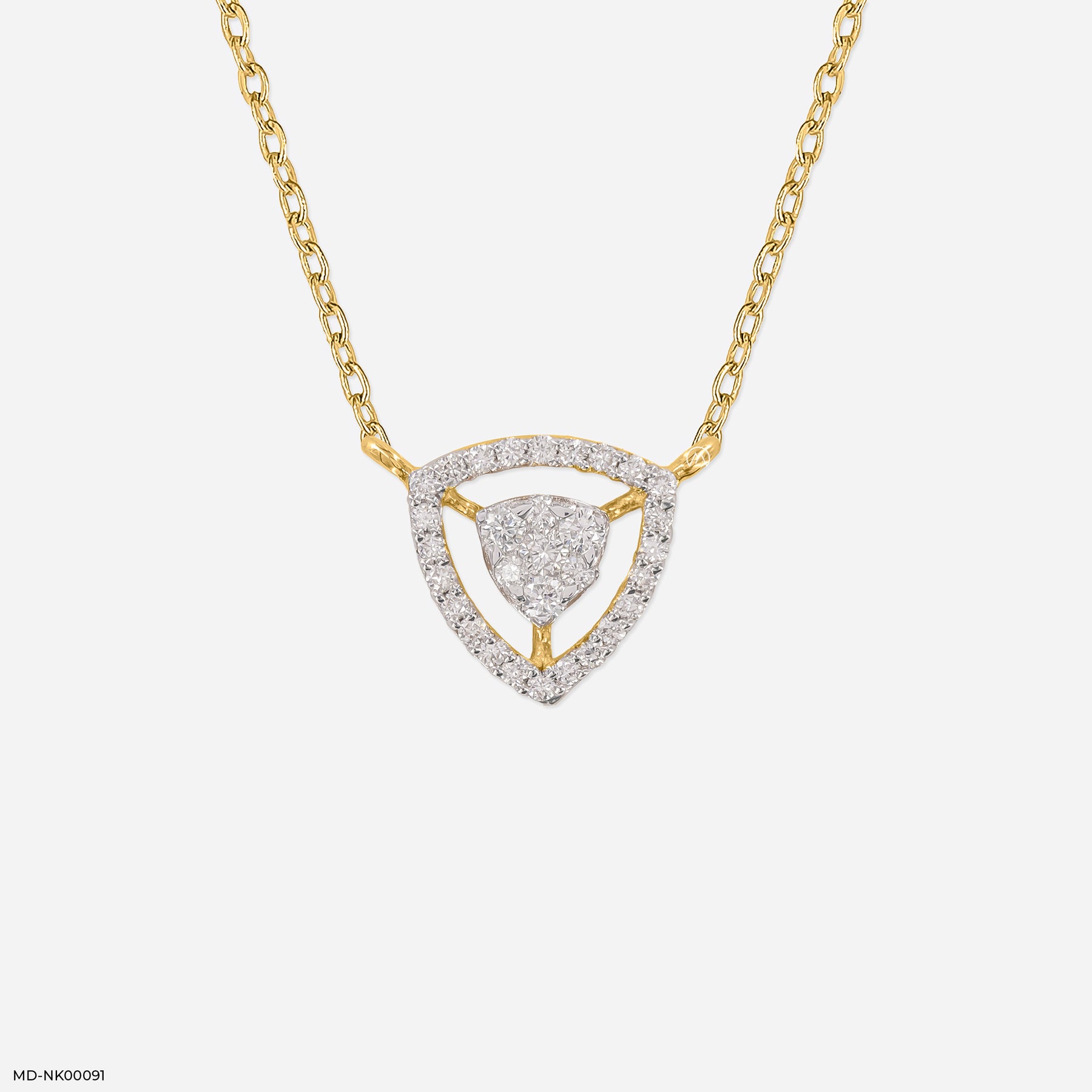 0.15 Carat Trinity lab Diamond Necklace 18K Yellow Gold