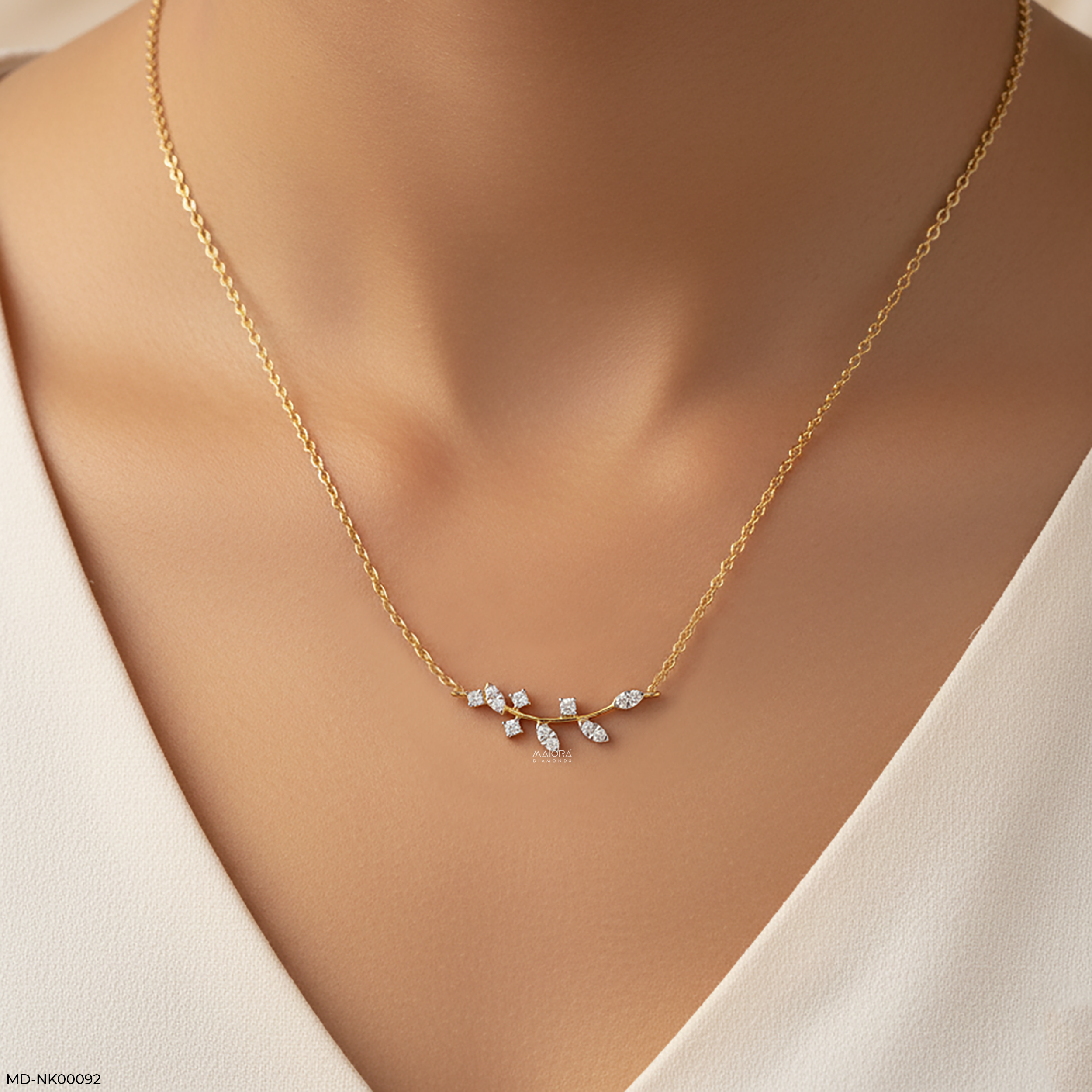 0.15 Carat Vine Yard Lab Diamond Pendant Without Chain 18K Yellow Gold
