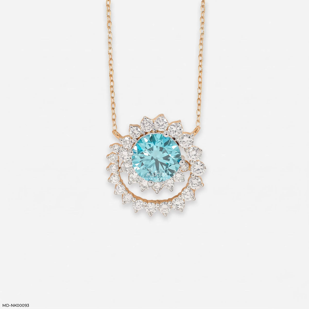 2.5 Carat Celestial Bloom Blue Topaz Lab Diamond Necklace