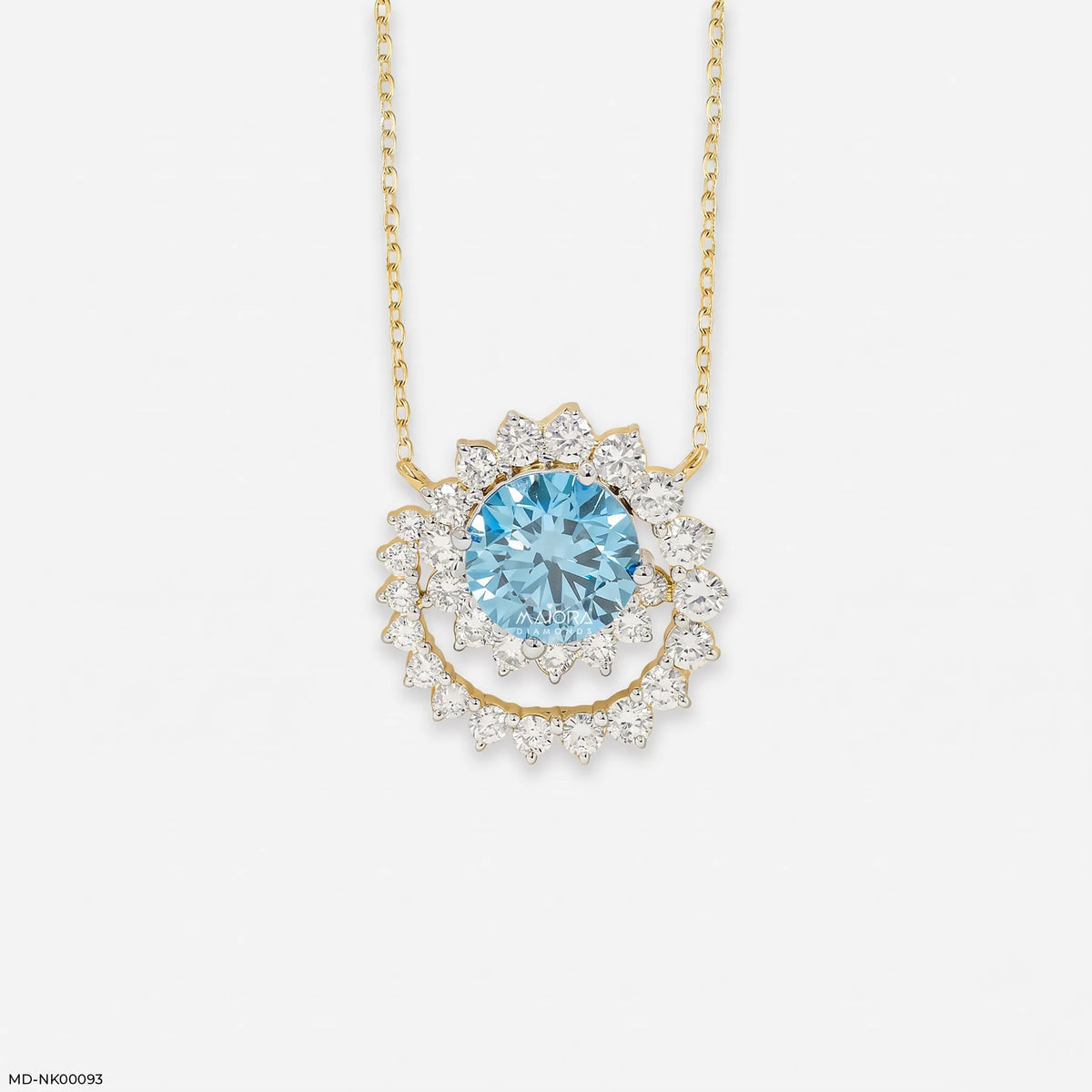 2.5 Carat Celestial Bloom Blue Topaz Lab Diamond Necklace
