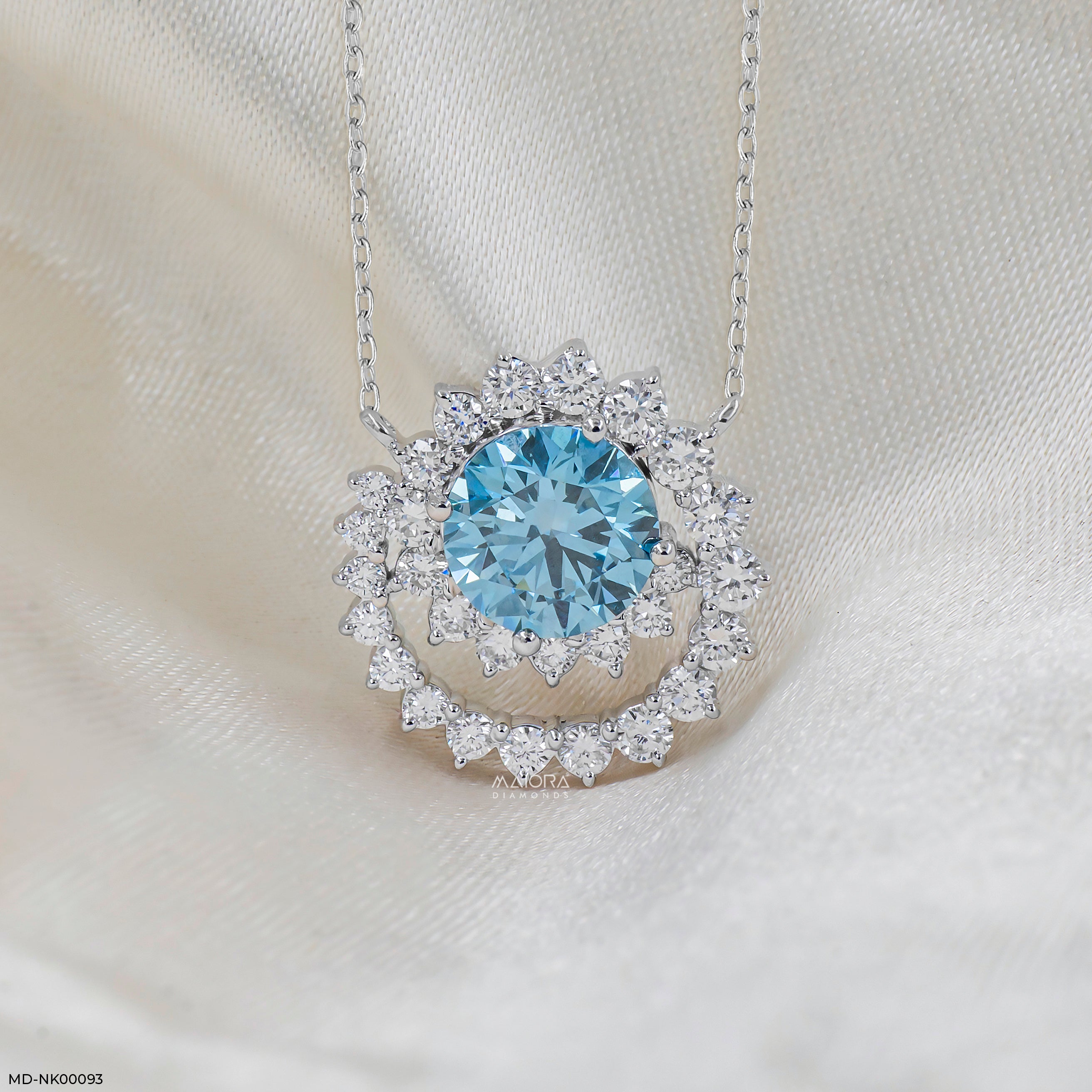 2.5 Carat Celestial Bloom Blue Topaz Lab Diamond Necklace