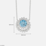 2.5 Carat Celestial Bloom Blue Topaz Lab Diamond Necklace 14K White Gold