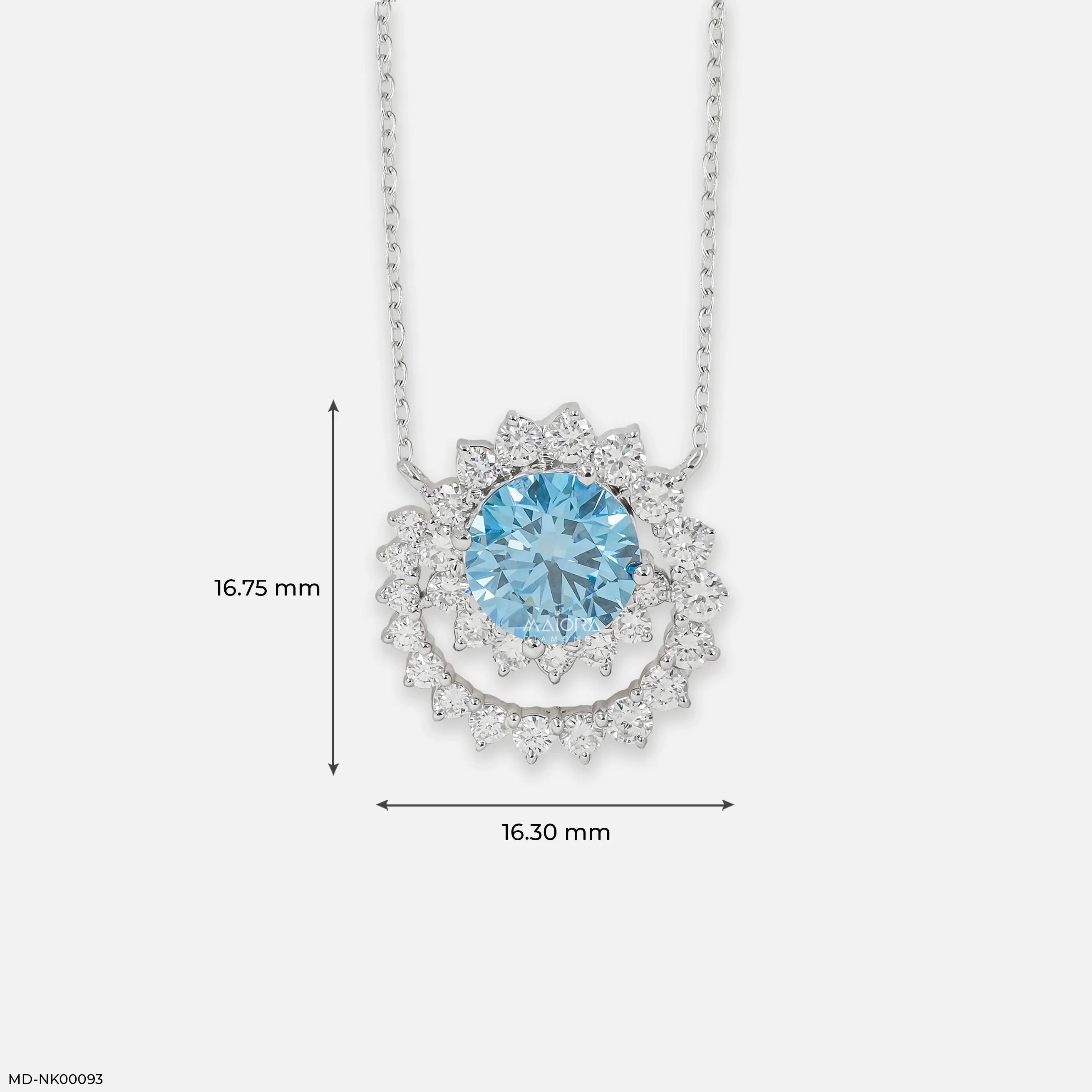2.5 Carat Celestial Bloom Blue Topaz Lab Diamond Necklace