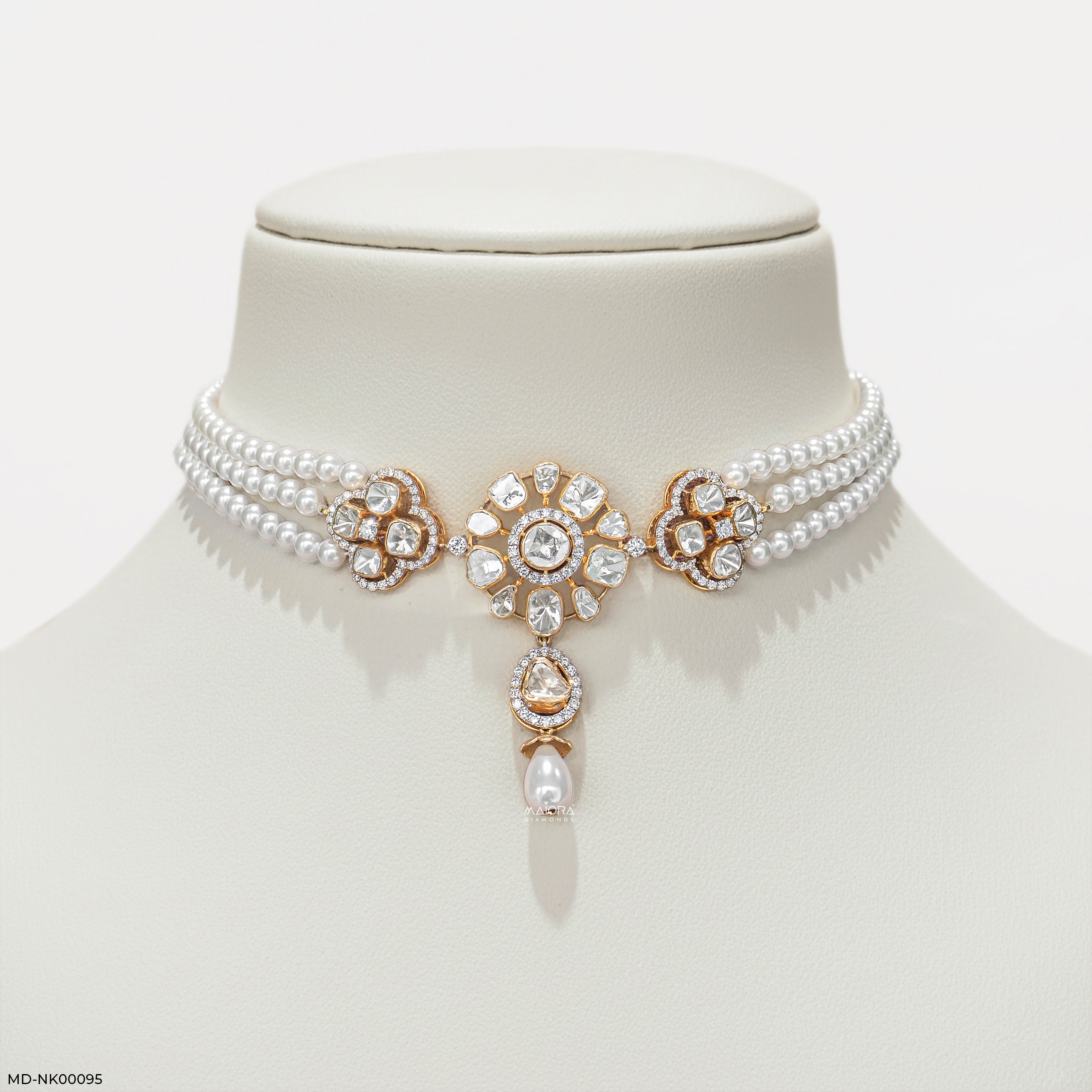 1.25 Carat Regal Maharani Pearl and Polki Choker