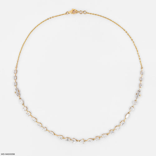 4.5 Carat Mosaic Multi-Shape Lab Diamond Station Necklace 9K Yellow Gold