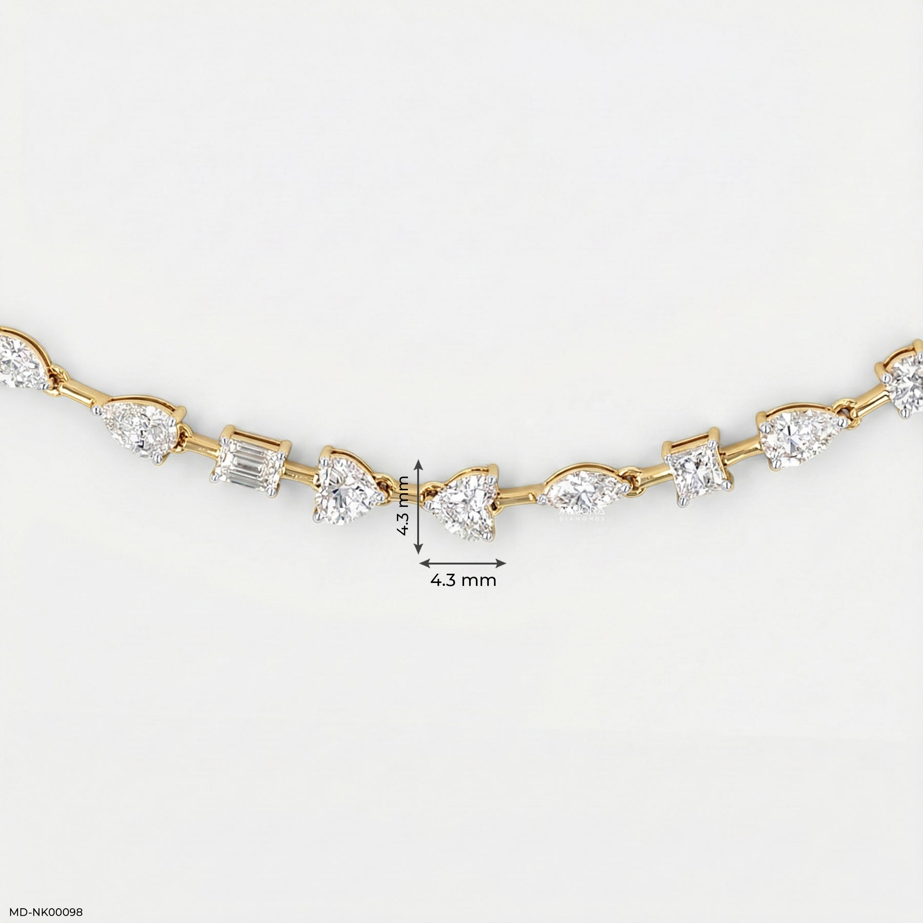 4.5 Carat Mosaic Multi-Shape Lab Diamond Station Necklace 9K Yellow Gold