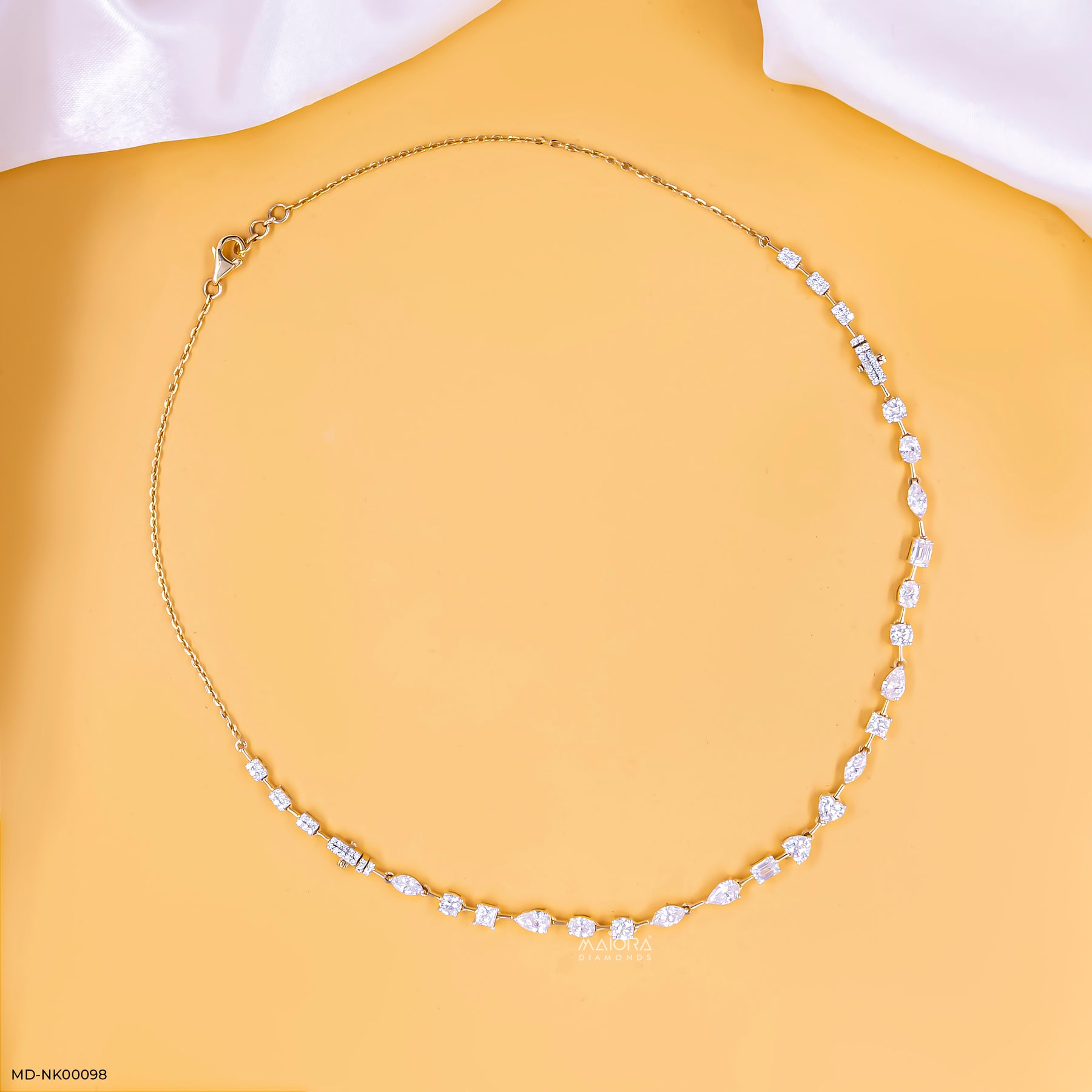 4.5 Carat Mosaic Multi-Shape Lab Diamond Station Necklace 9K Yellow Gold