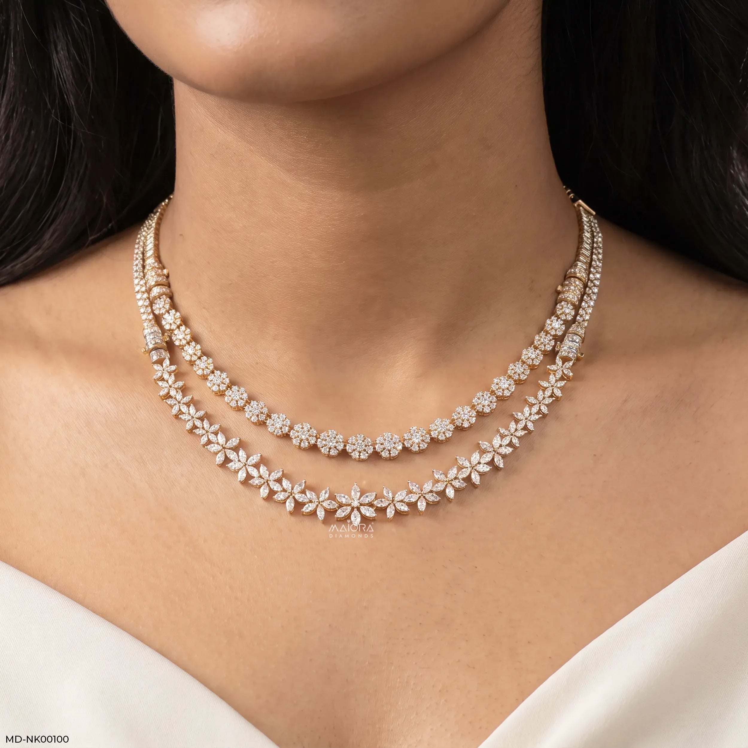 Unique Lab Diamond necklace 9K Yellow Gold