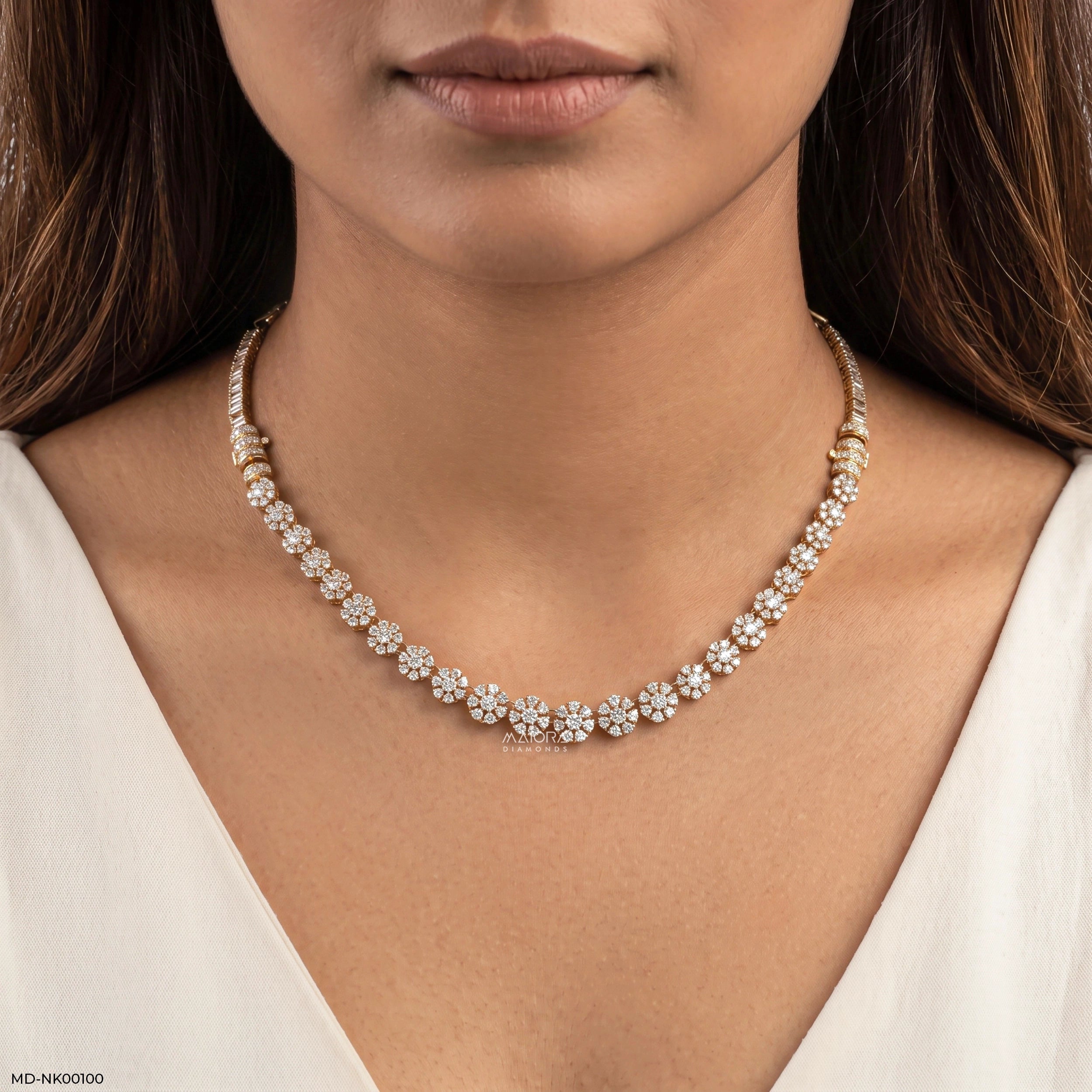 Unique Lab Diamond necklace 9K Yellow Gold
