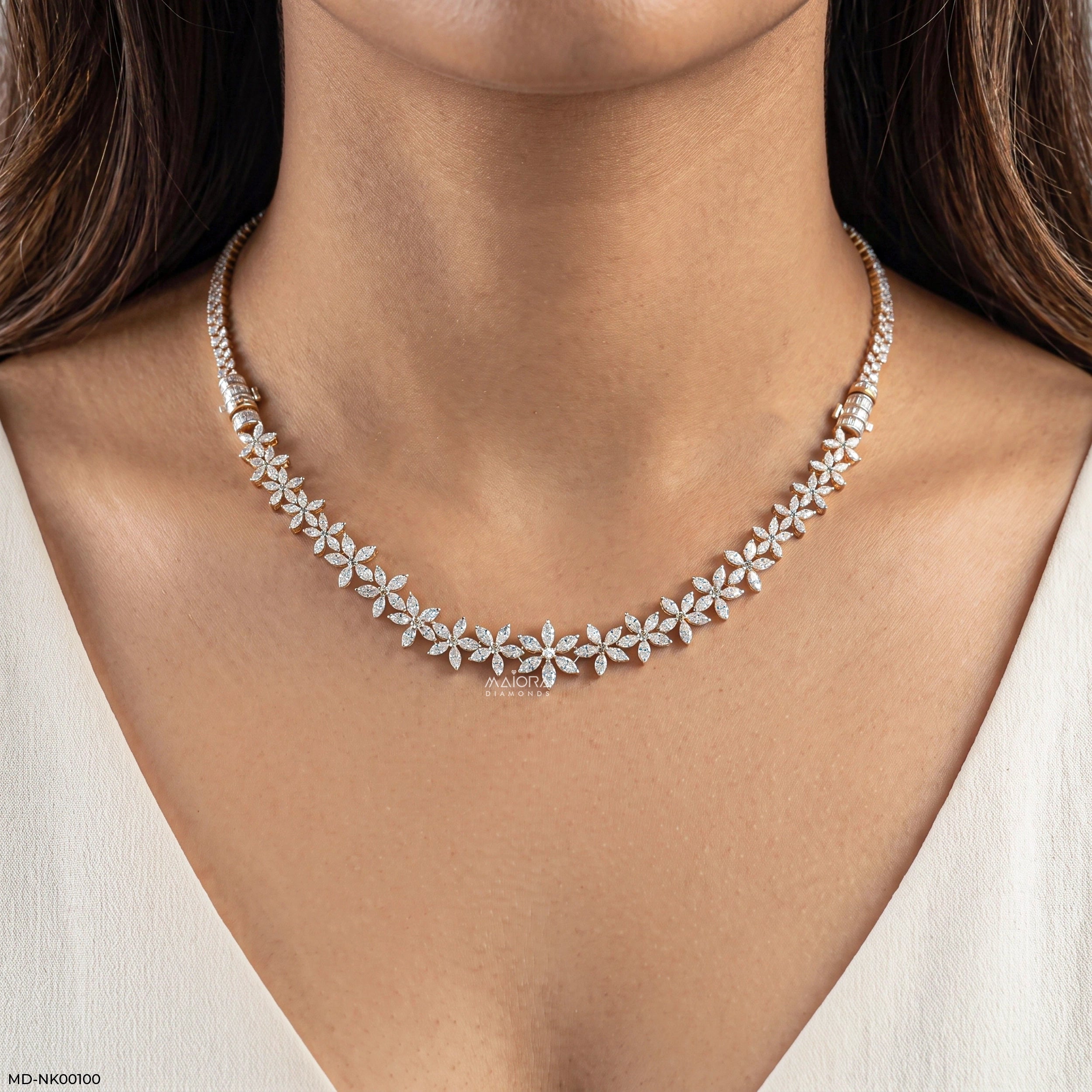Unique Lab Diamond necklace 9K Yellow Gold