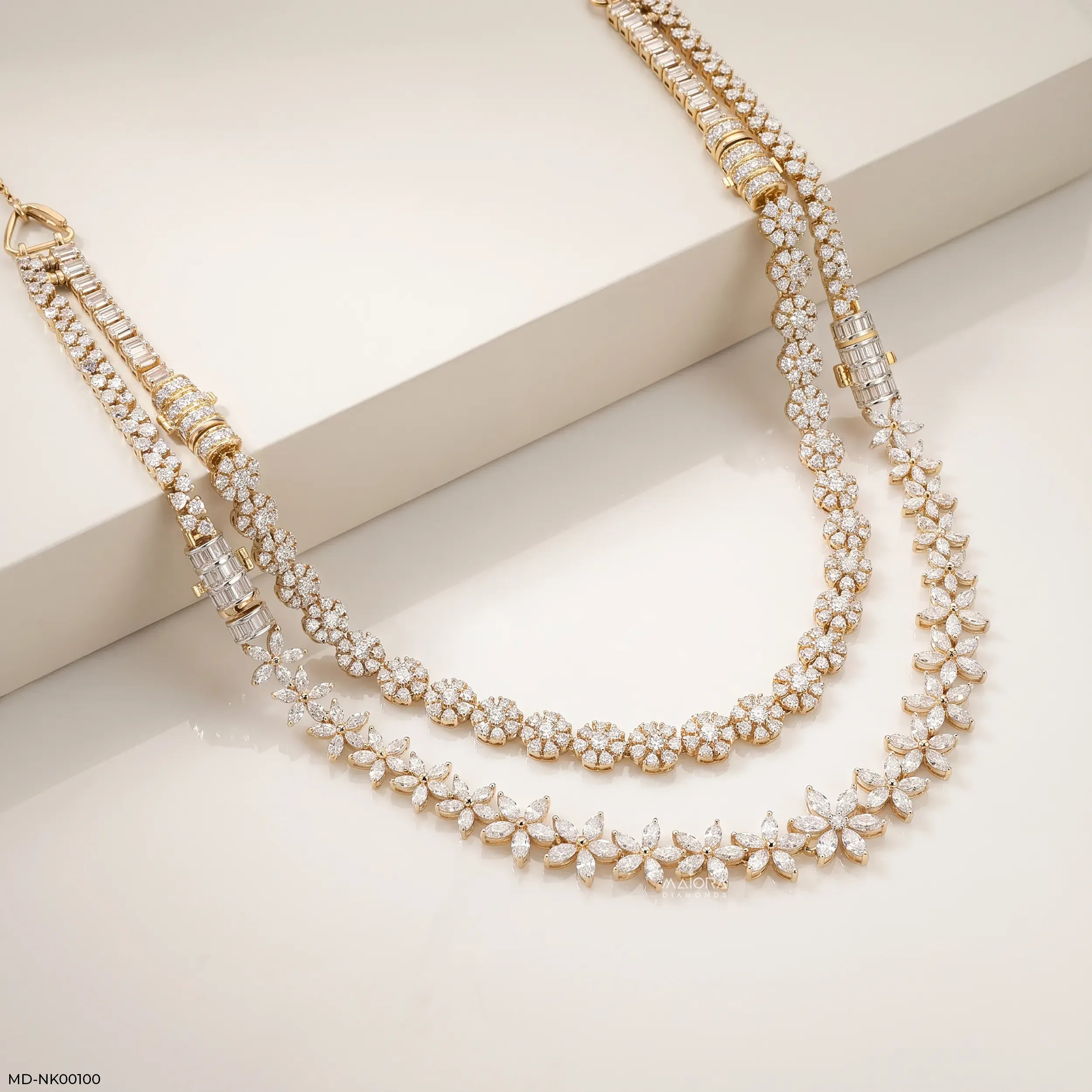 Unique Lab Diamond necklace 9K Yellow Gold