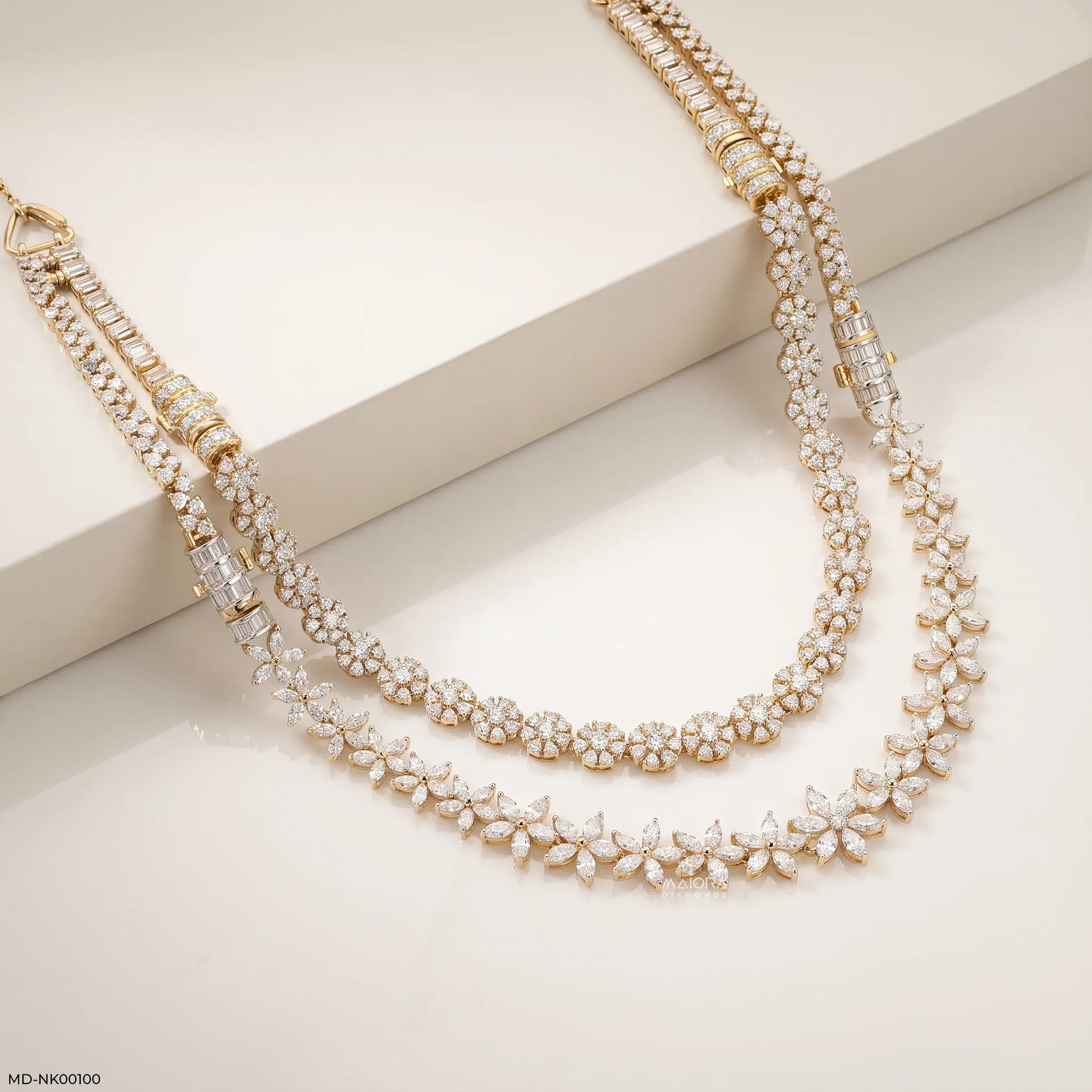 Unique Lab Diamond necklace 9K Yellow Gold