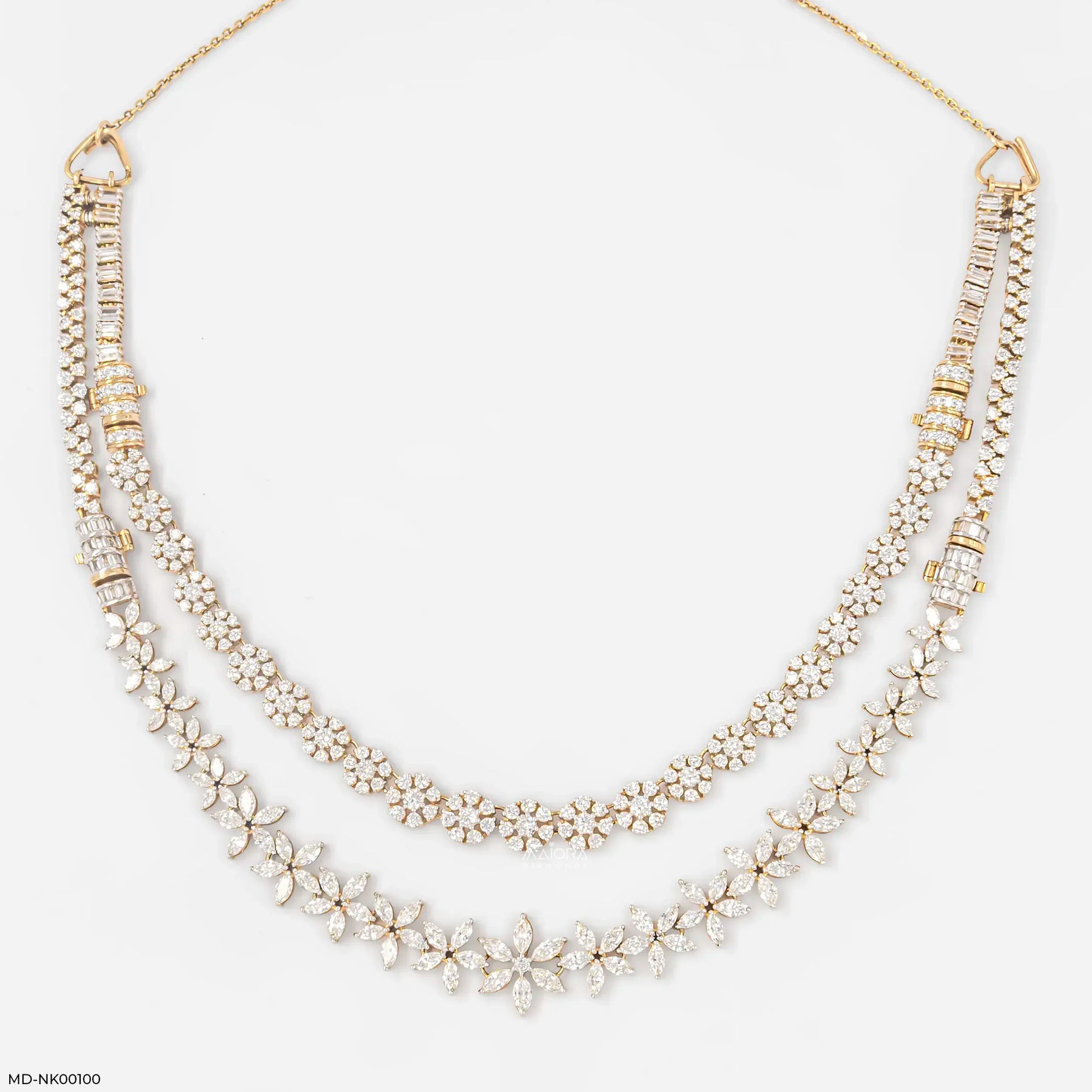 Unique Lab Diamond necklace 9K Yellow Gold