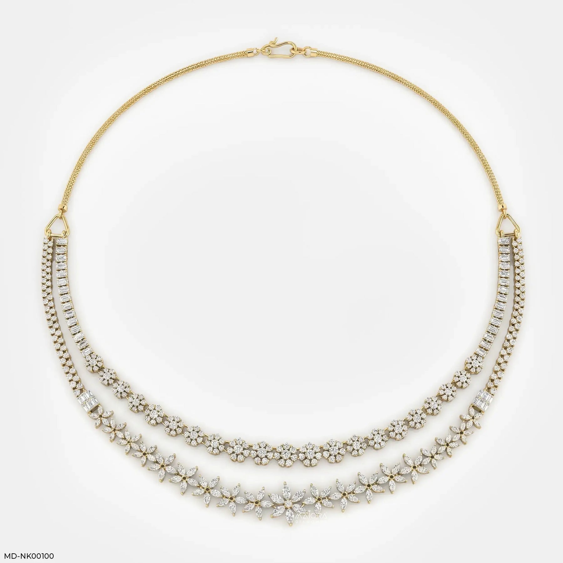 Unique Lab Diamond necklace 9K Yellow Gold