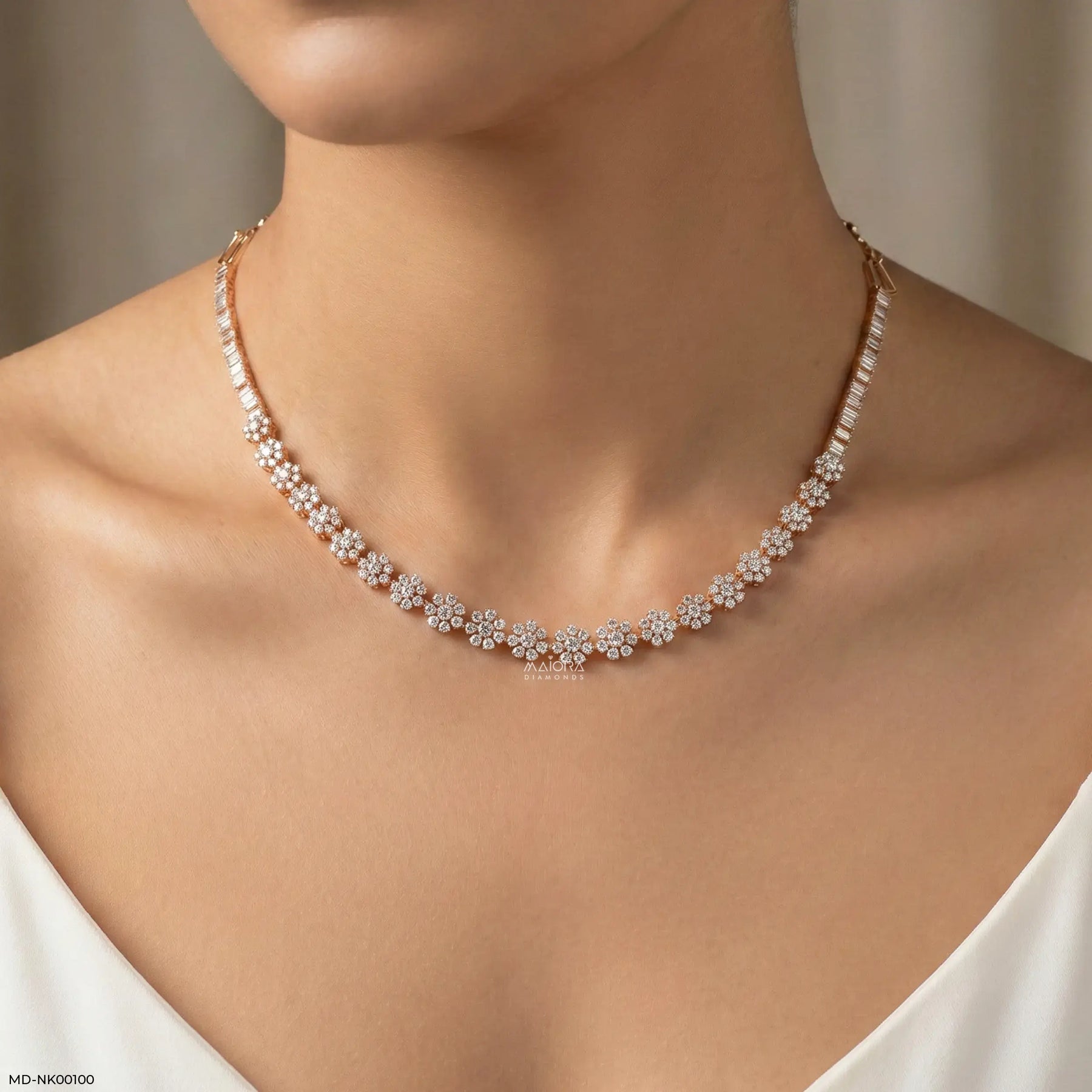 Unique Lab Diamond necklace 9K Yellow Gold