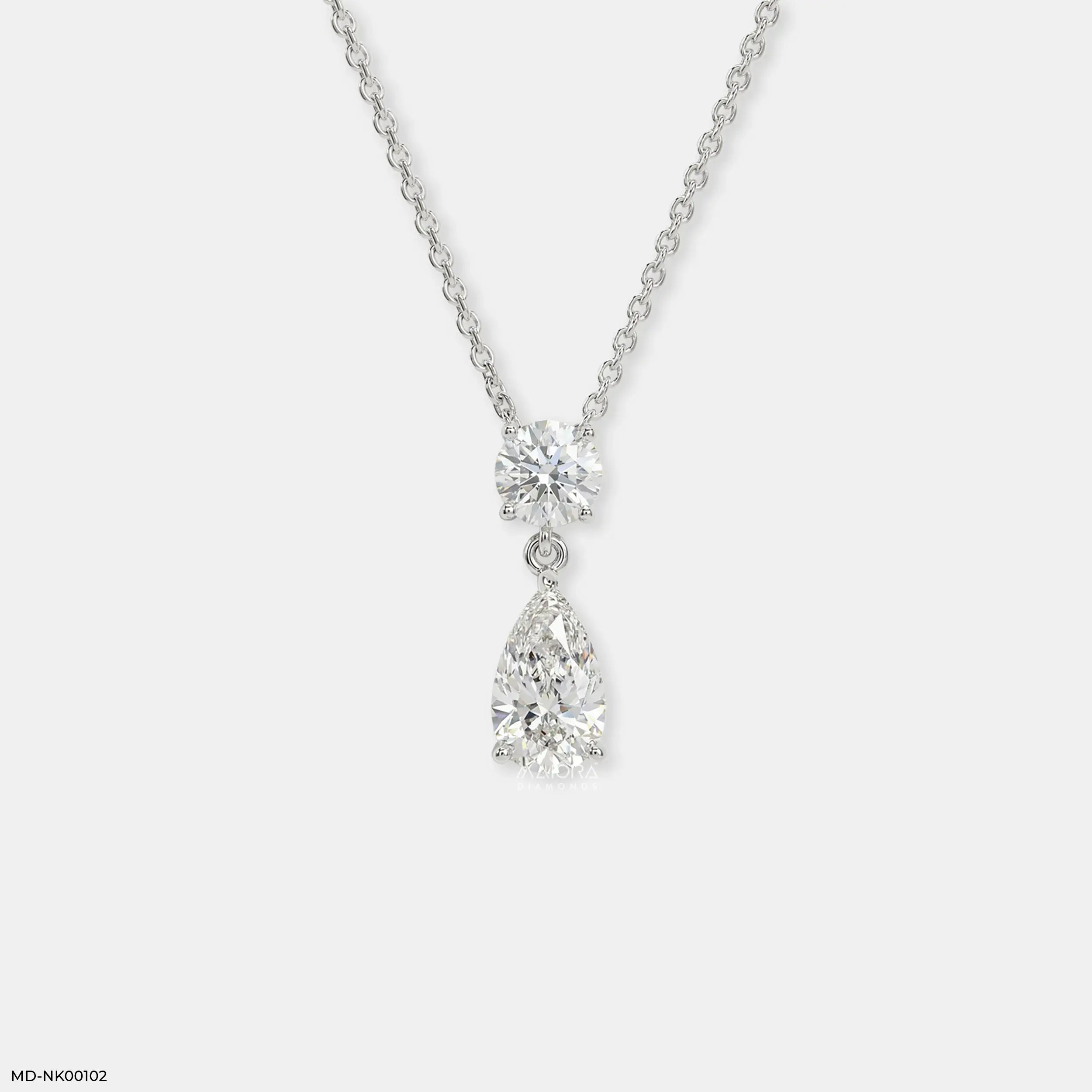 1.55 Carat Luxury Roupear Solitaire Lab Diamond Necklace 14K White Gold